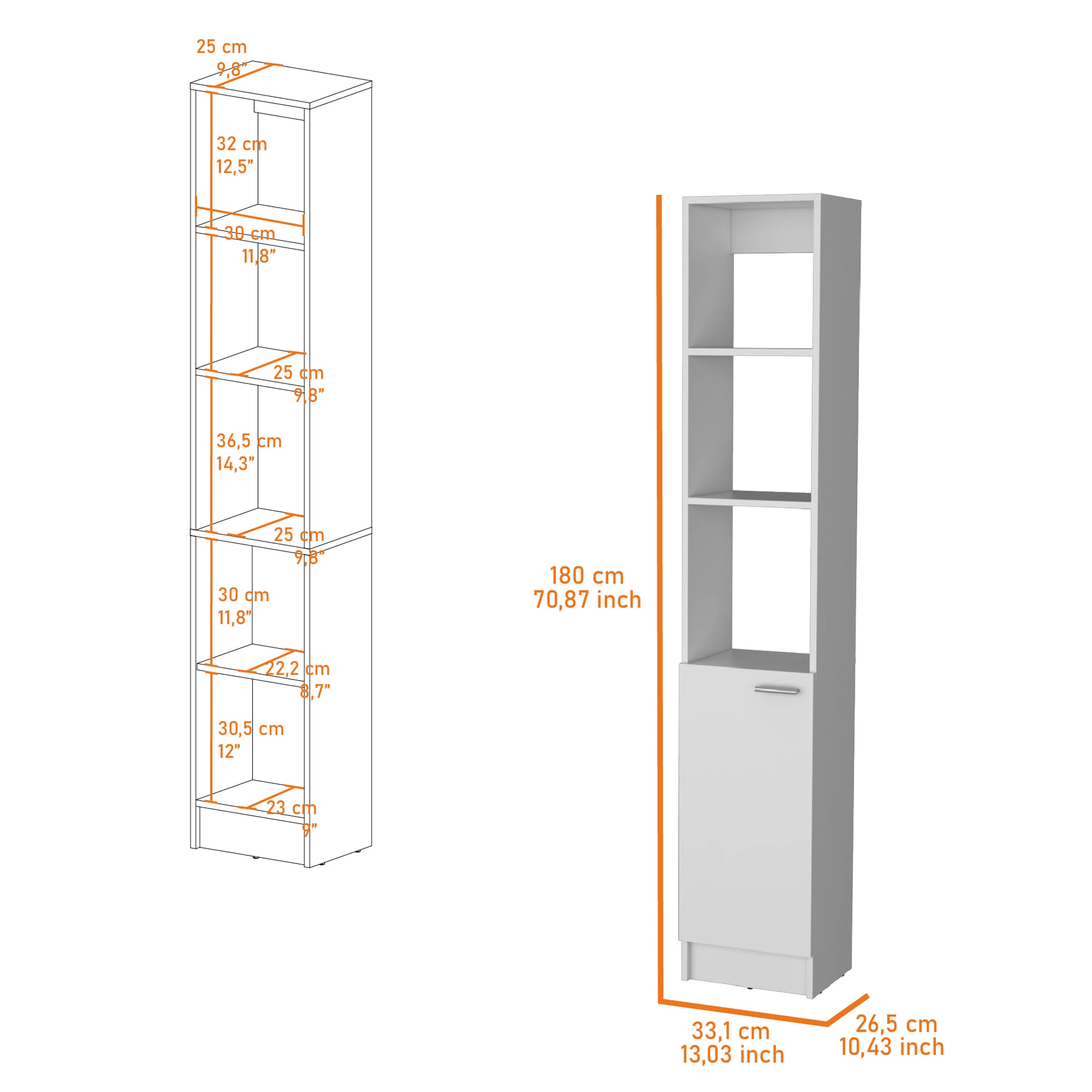 White Linen Cabinet with 1-Door