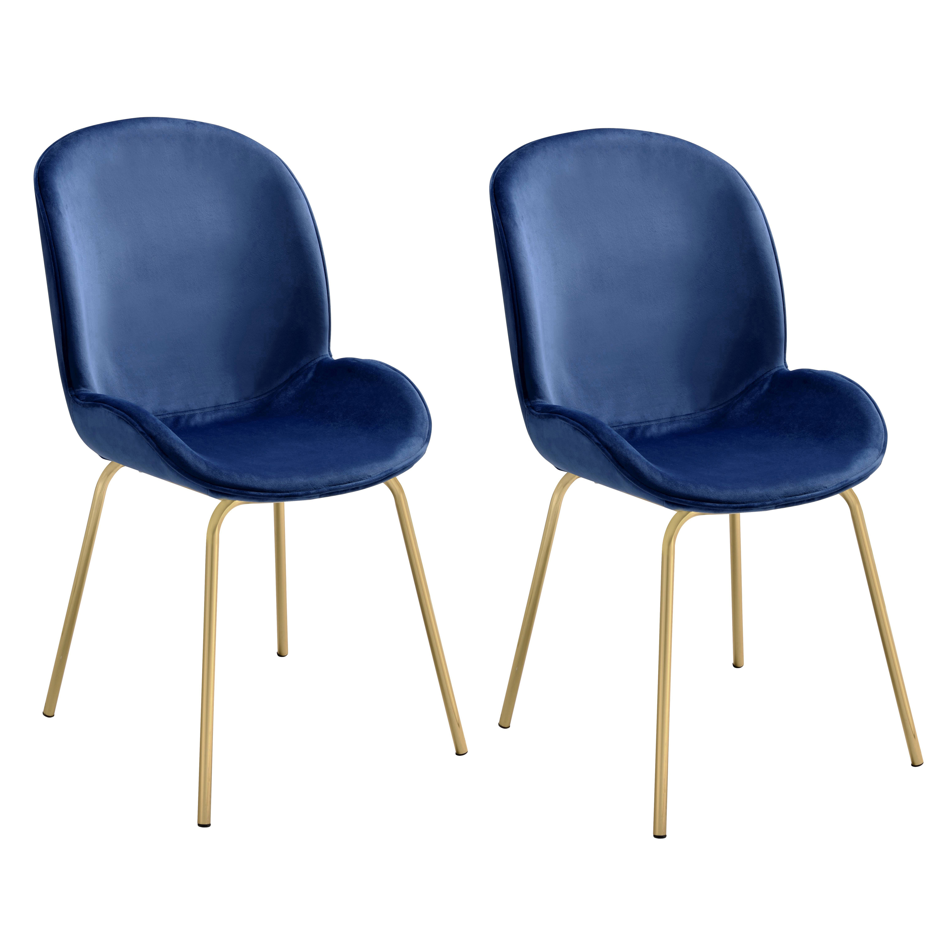 Blue and Gold Solid Back Side Chairs (Set of 2)