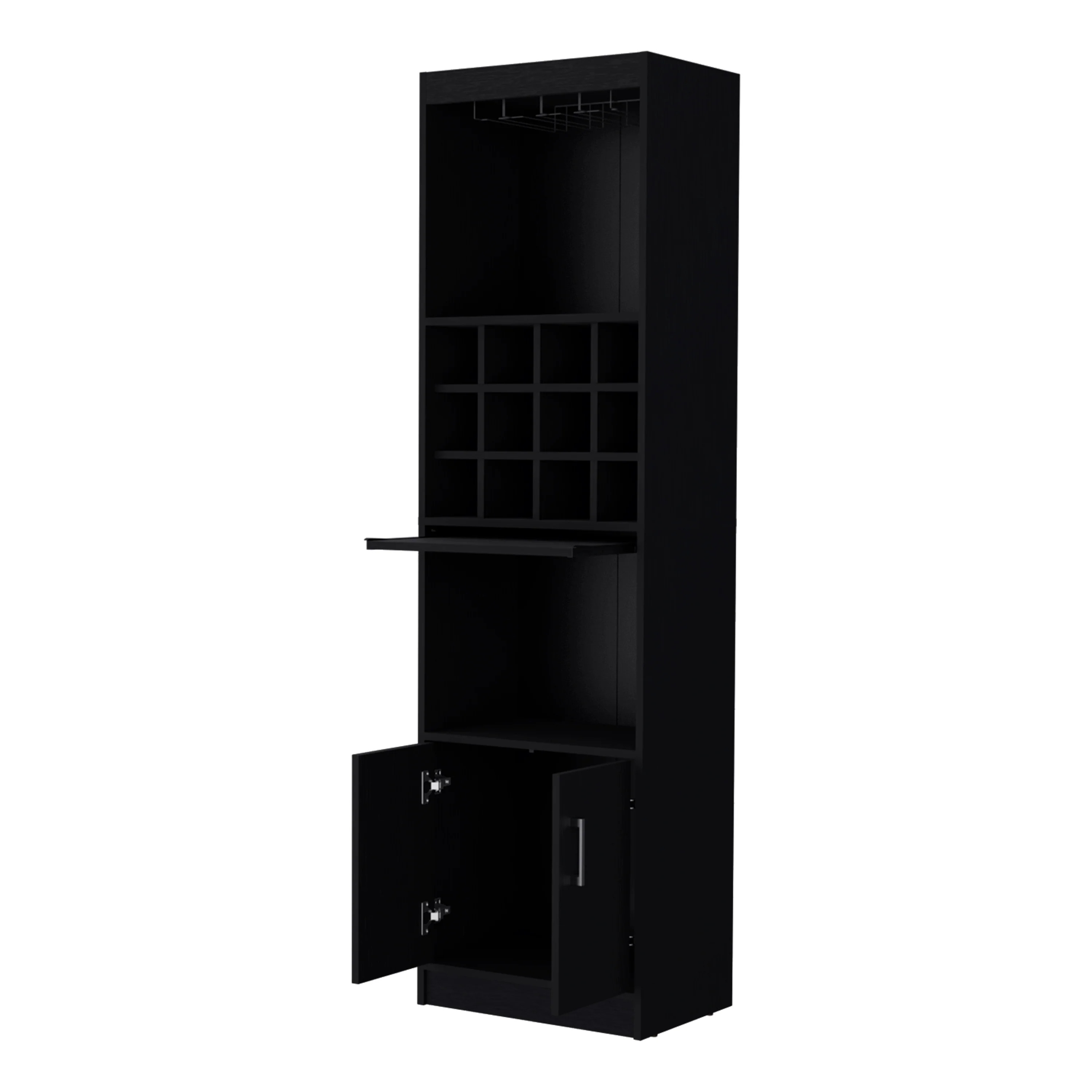 Black Bar Cabinet with Wine Storage