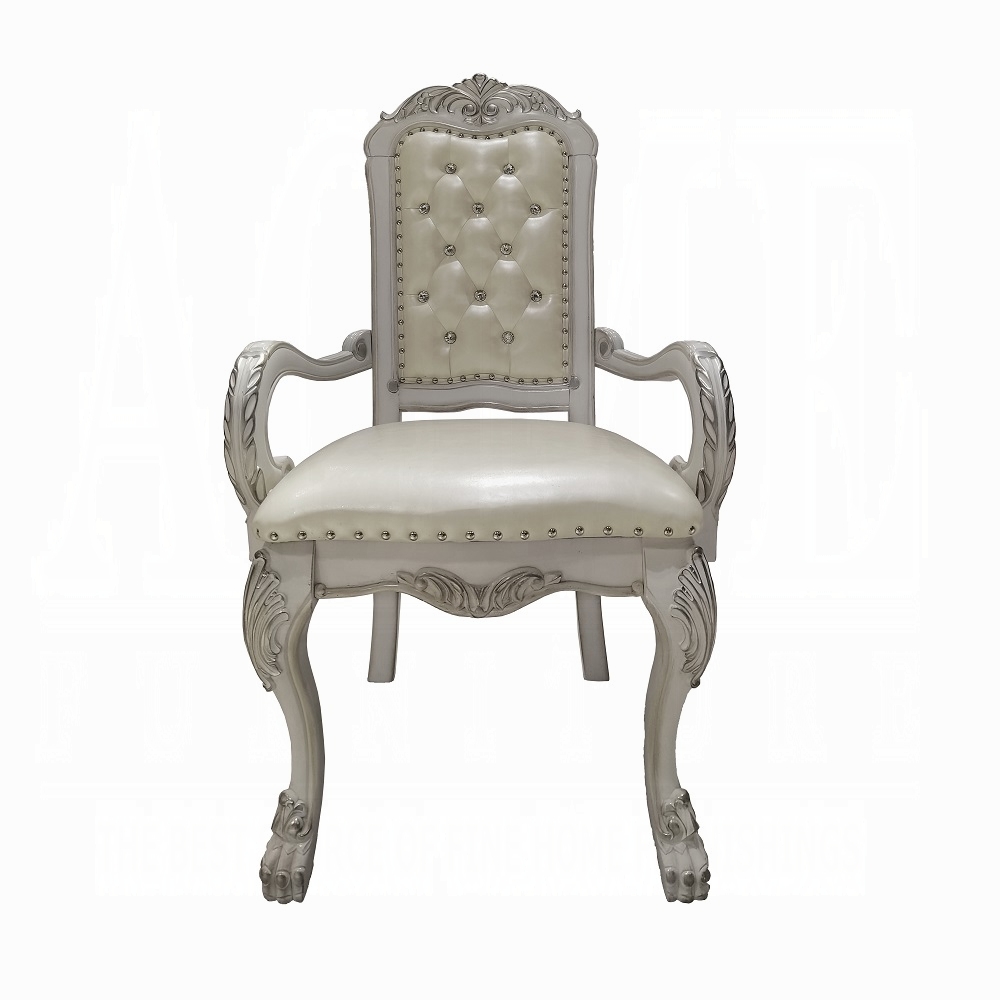 Ivory and Bone White Tufted Arm Chair (Set of 2)