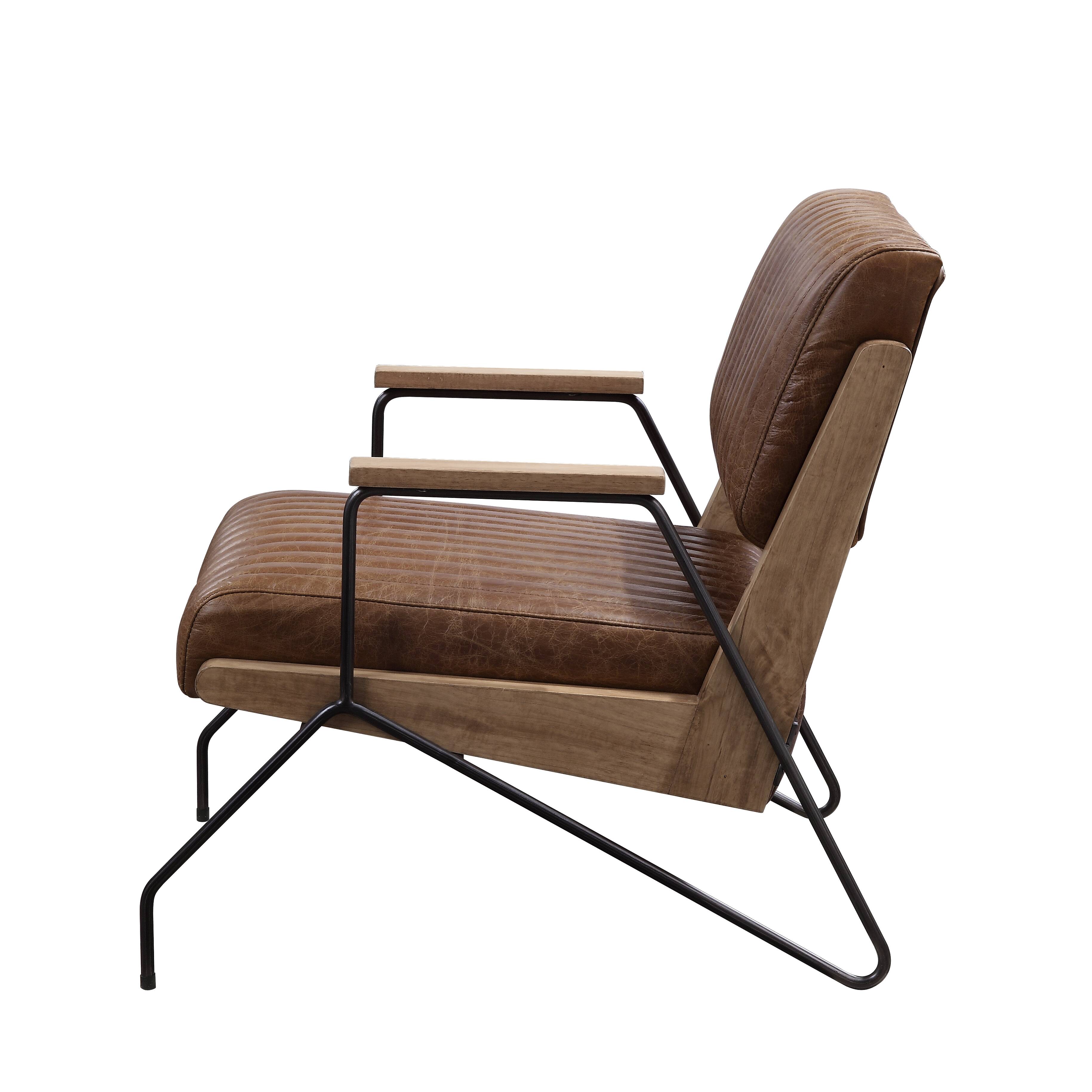 Cocoa and Matt Iron Accent Chair with Metal Leg