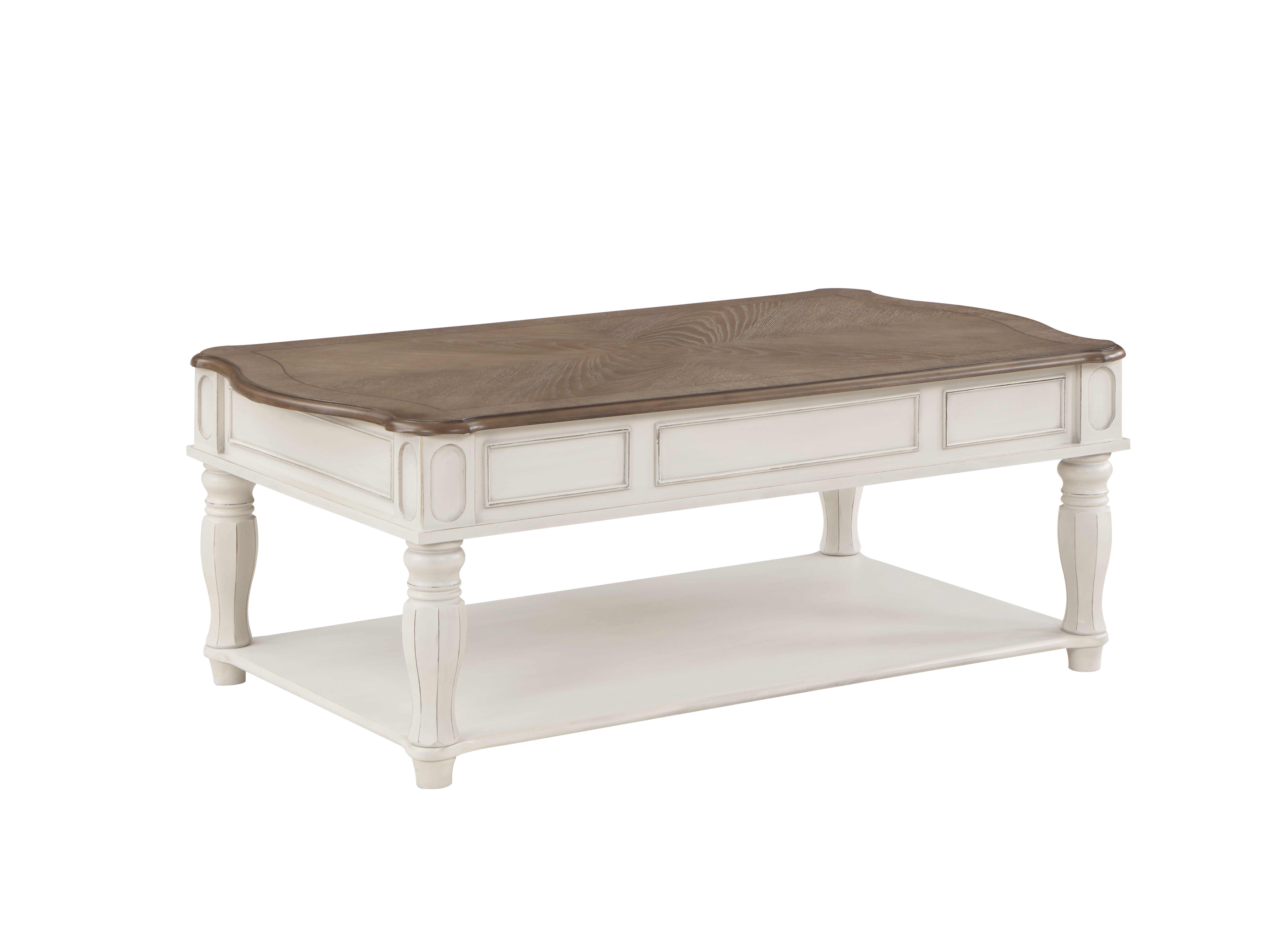 Oak and Antique White Coffee Table with Lift Top