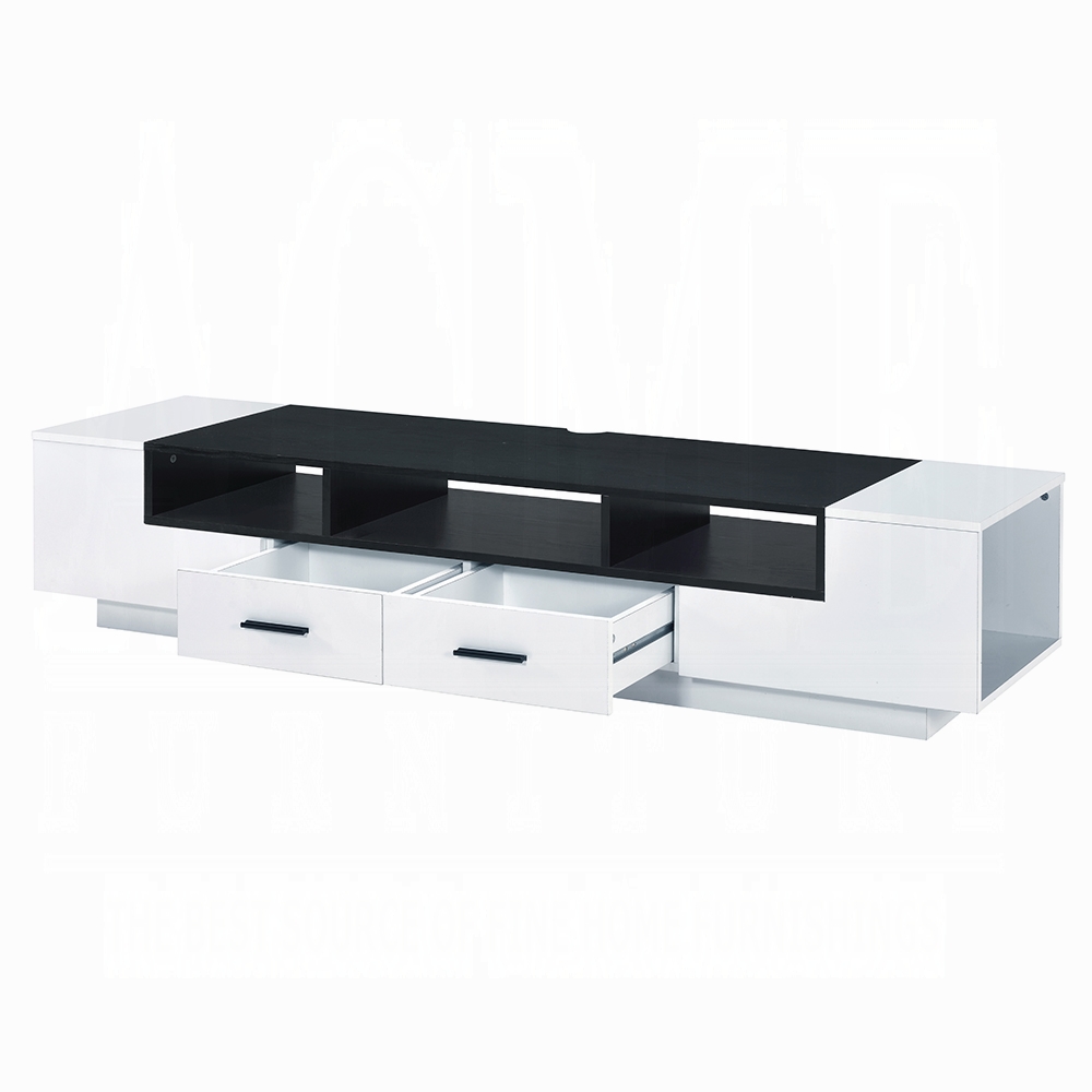 White and Black 2-Drawer TV Stand