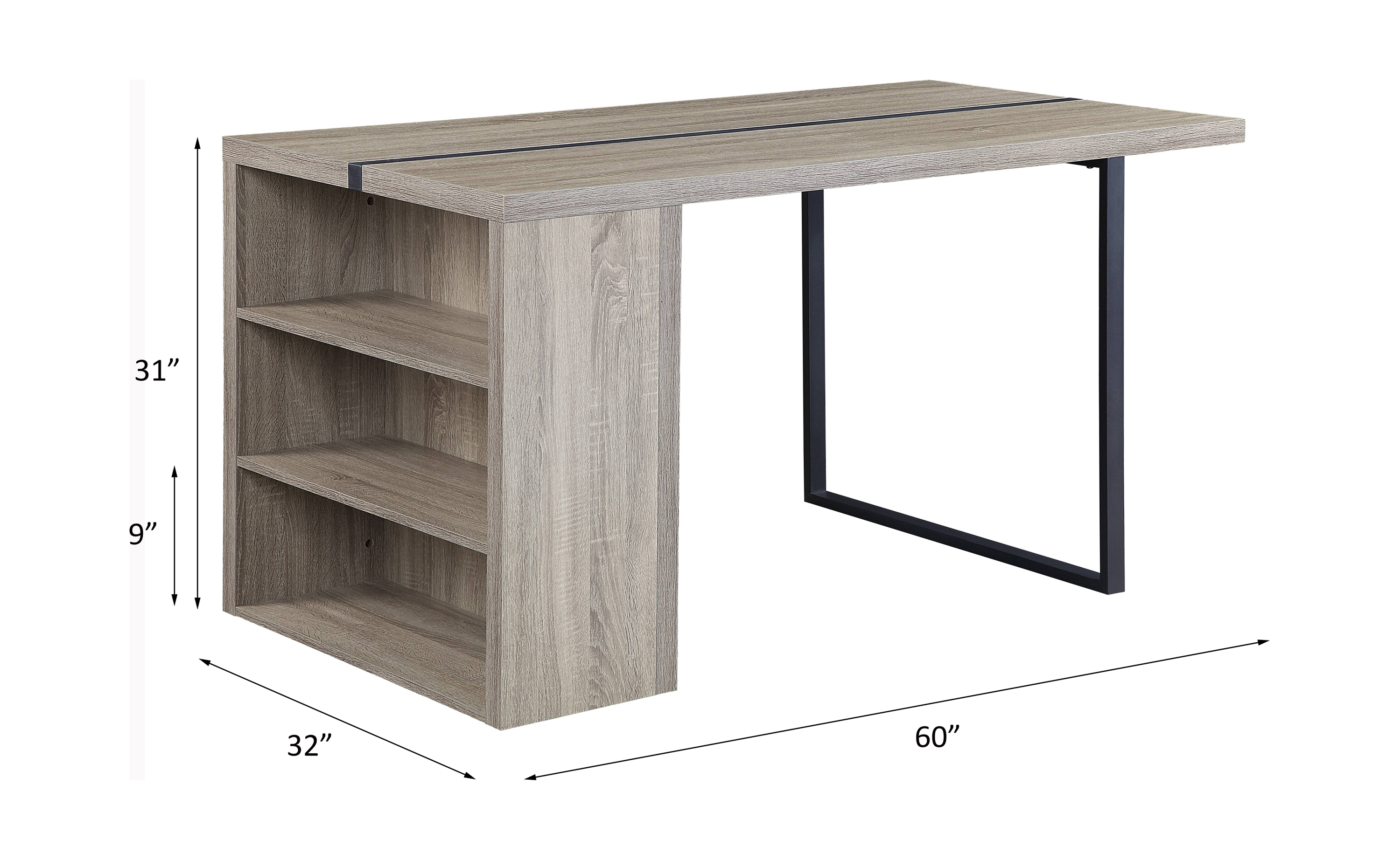 Grey Oak and Black 2- Shelf Dining Table