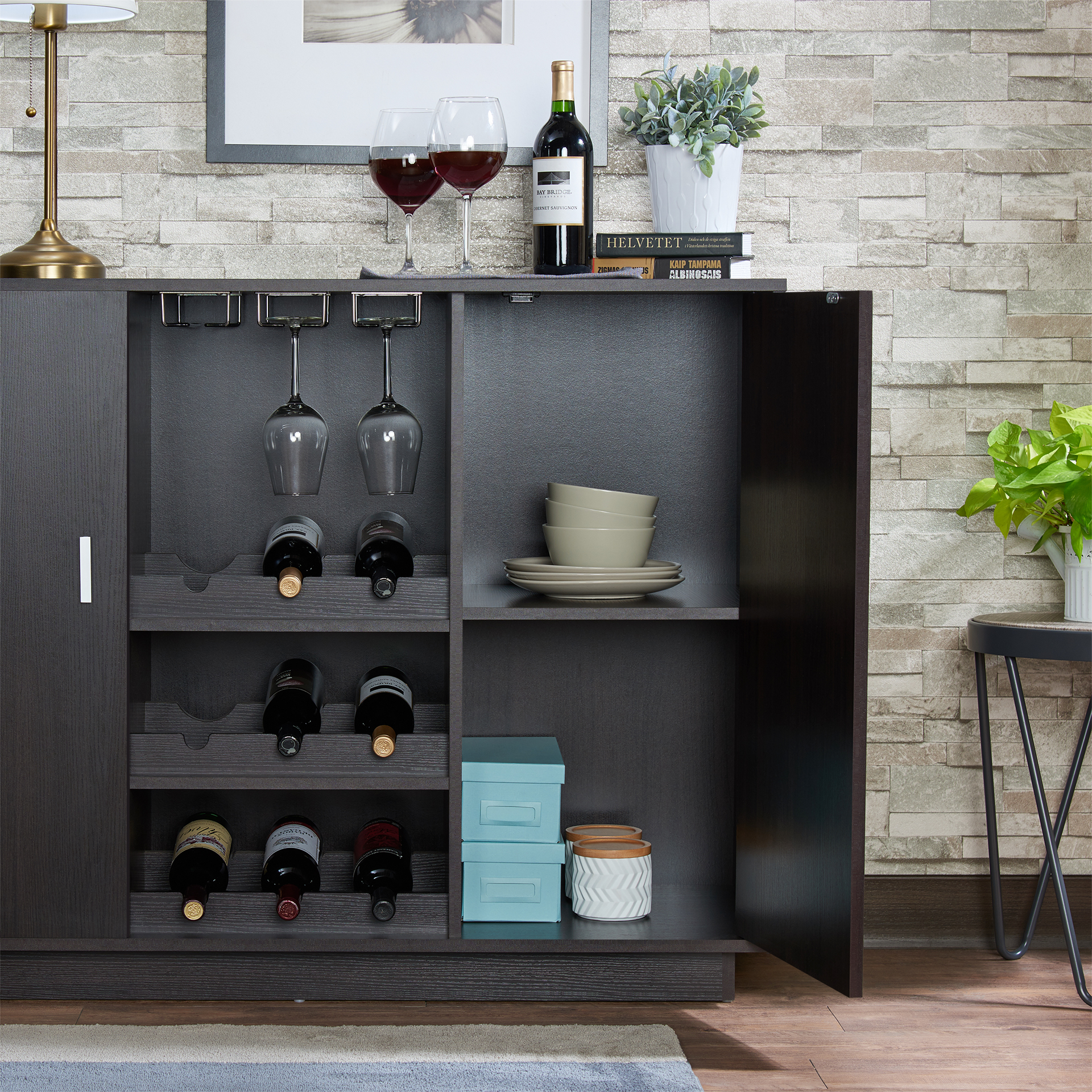 Espresso 2-Door Wine Cabinet