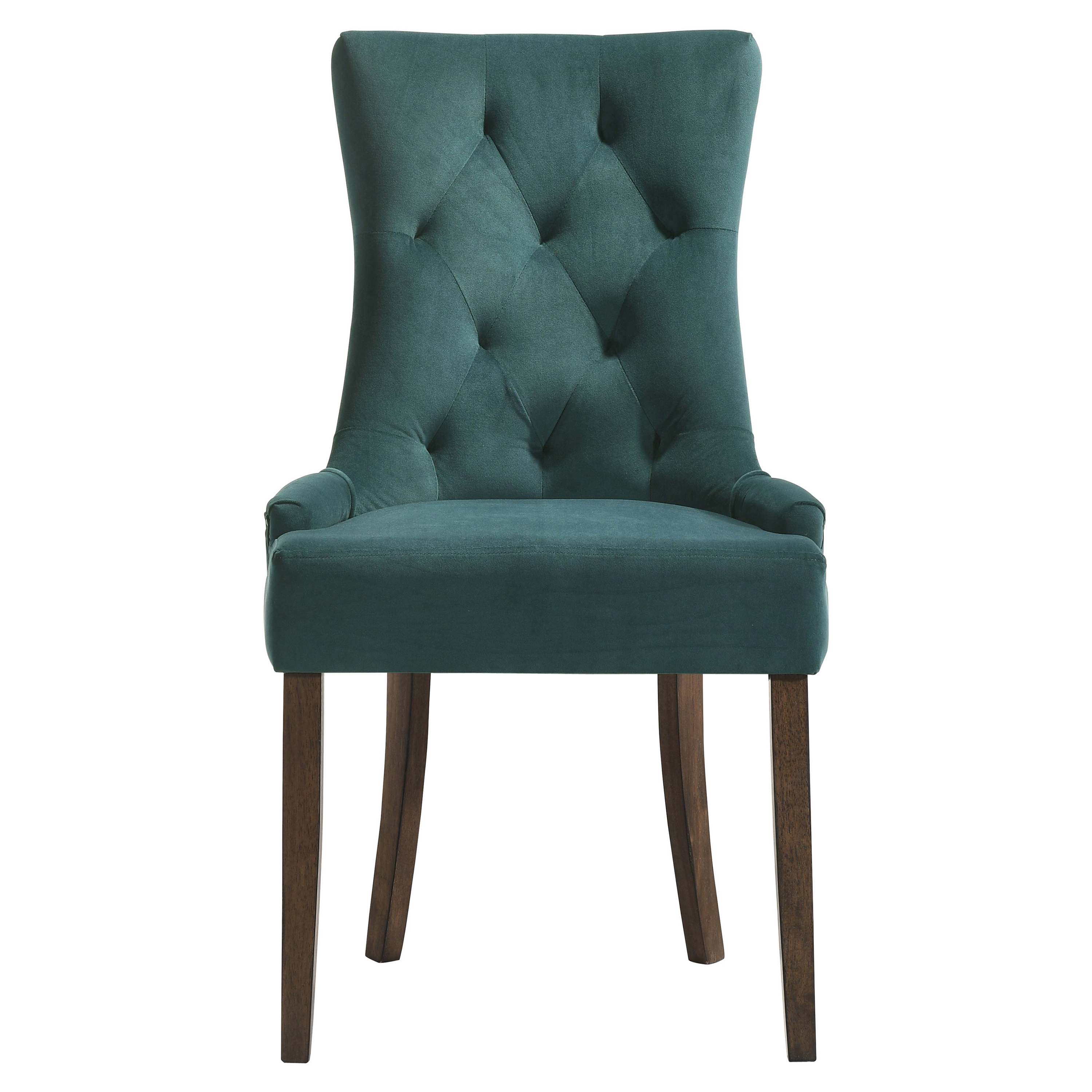 Green and Weathered Oak Tufted Back Side Chairs (Set of 2)