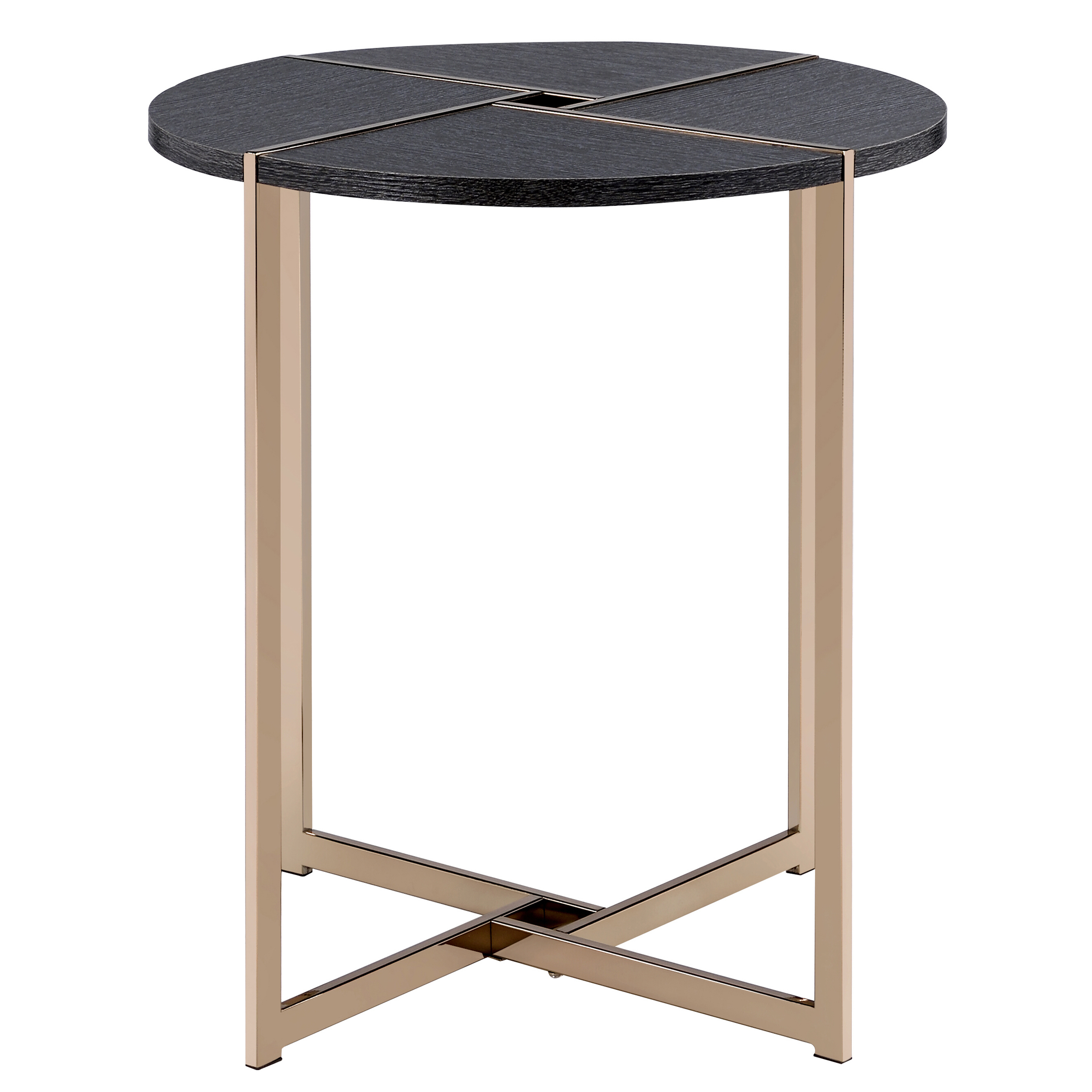 Black and Champagne Round End Table