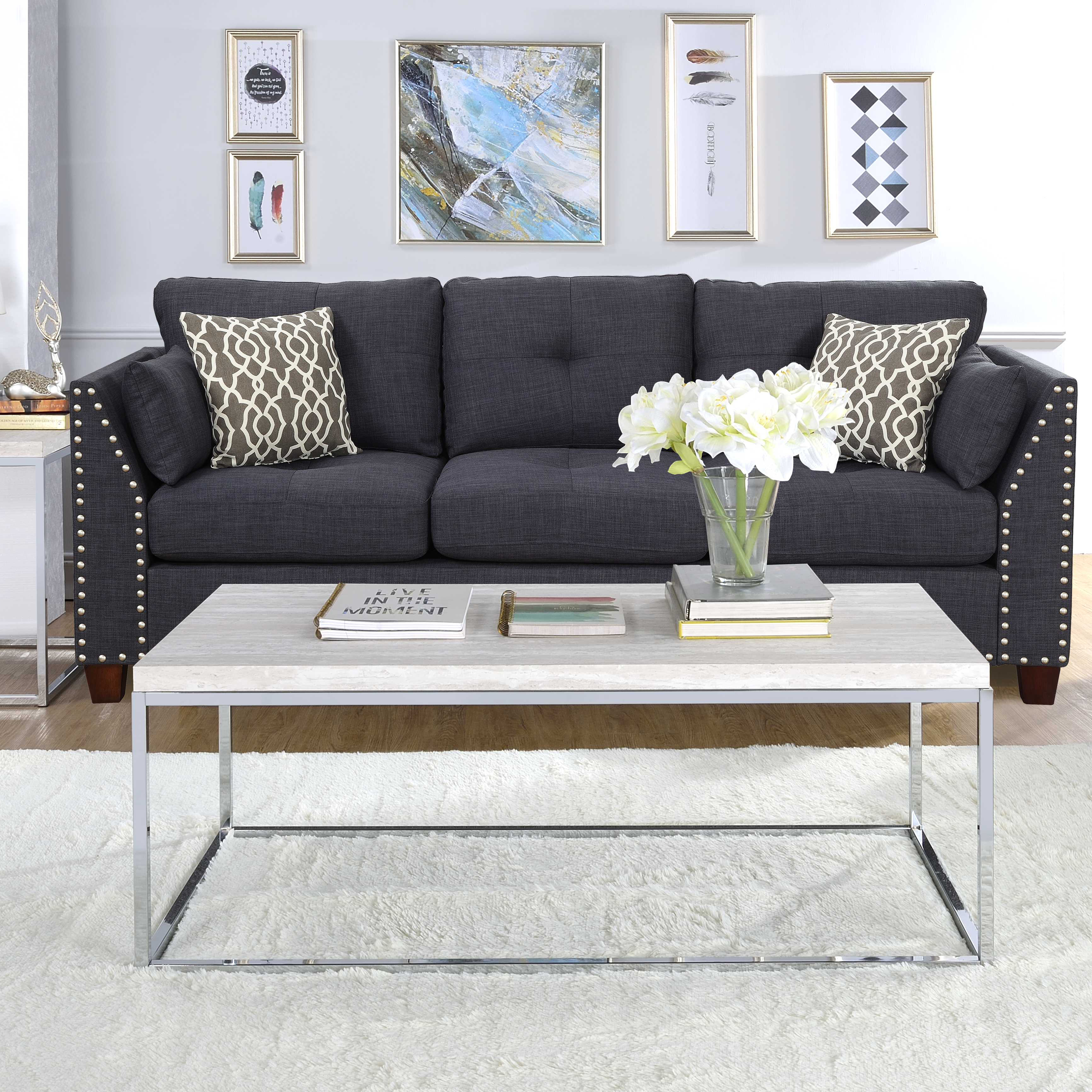 Light Oak and Chrome Coffee Table with Open Base