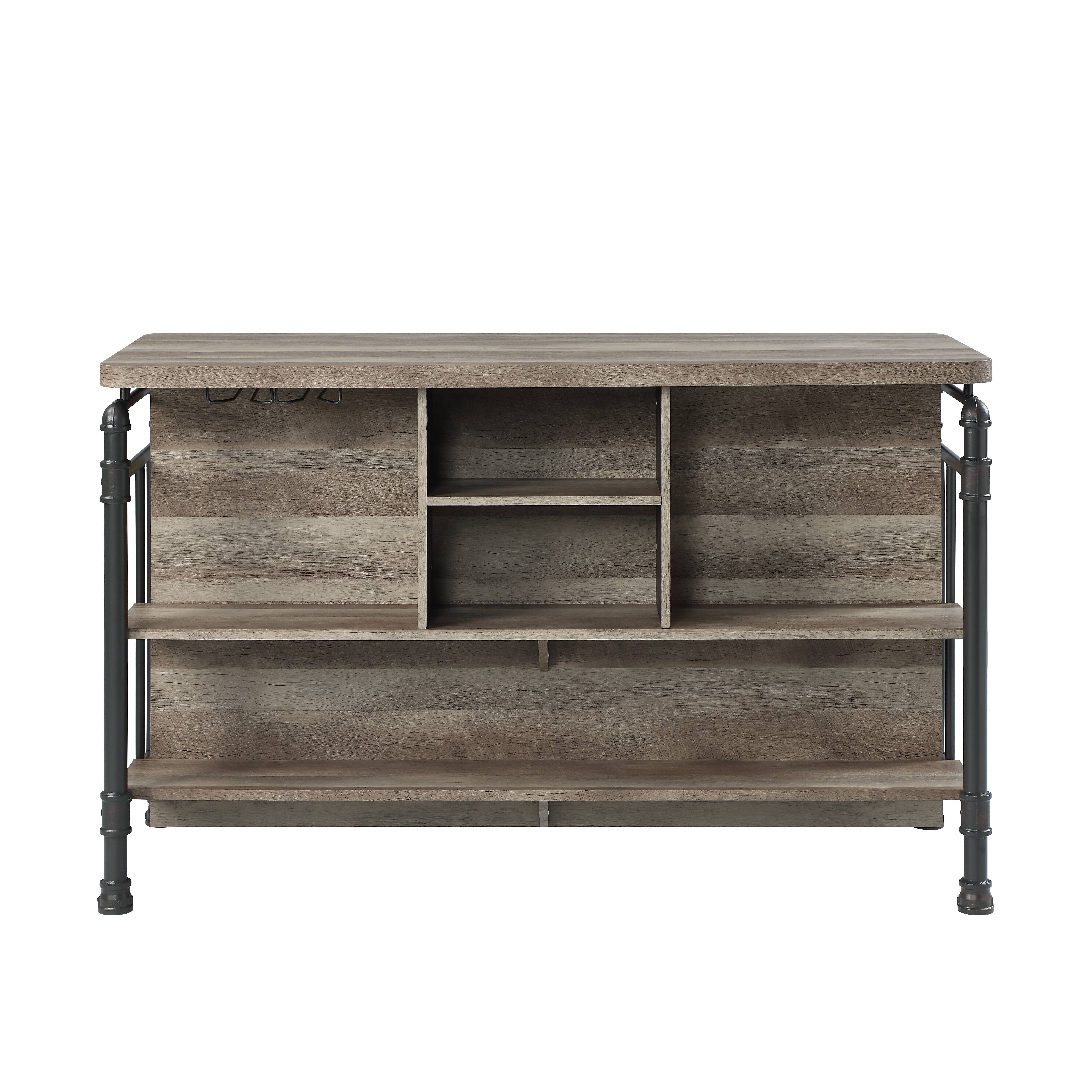 Antique Oak and Sandy Grey 5-Shelf Kitchen Island