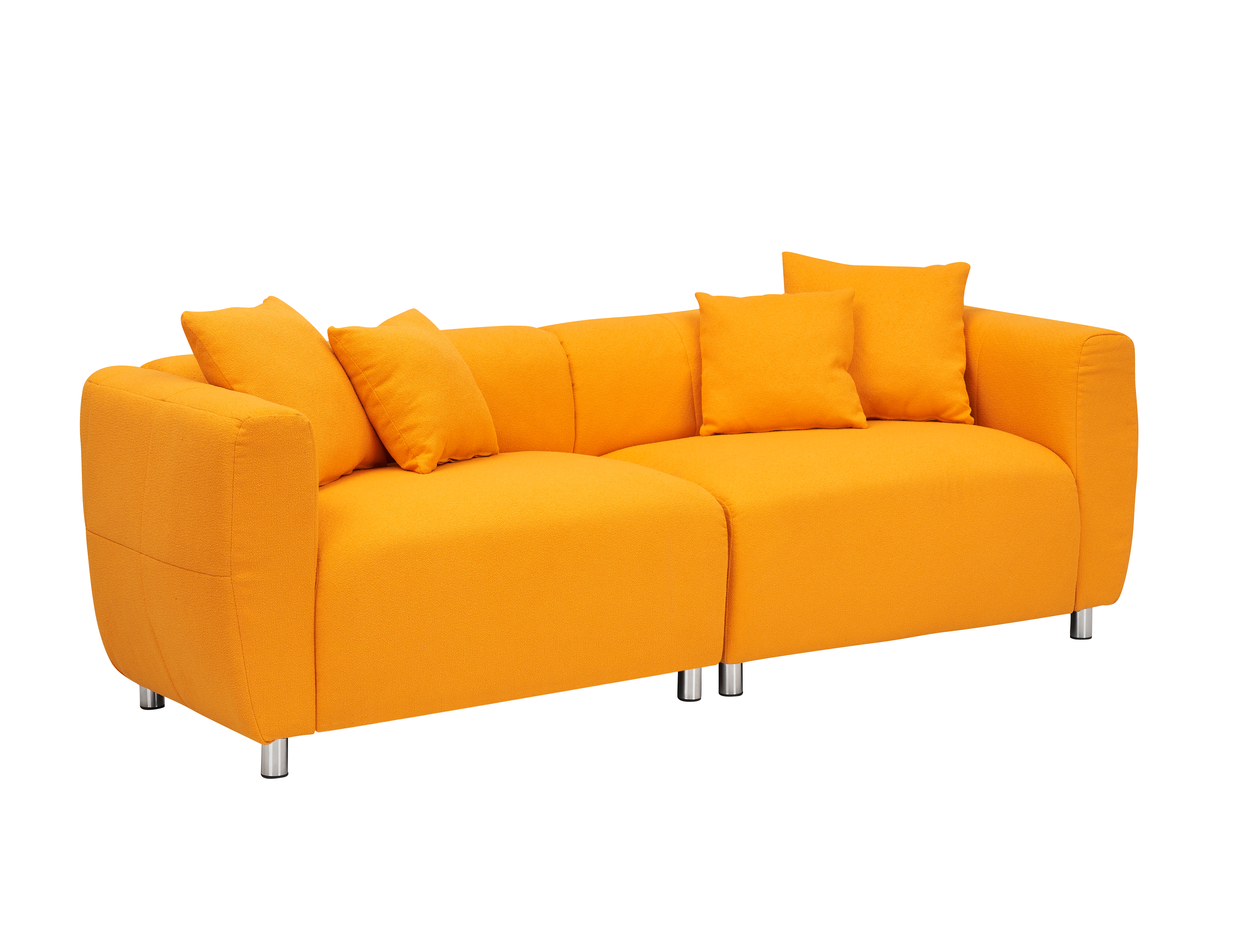 89 inch Sofa for Living Room, Fashion  Sofa with Metal Legs, 3 Seater Sofa, Solid Wood Frame Couch with 4Pillows, for Apartment Office Living Room - Yellow