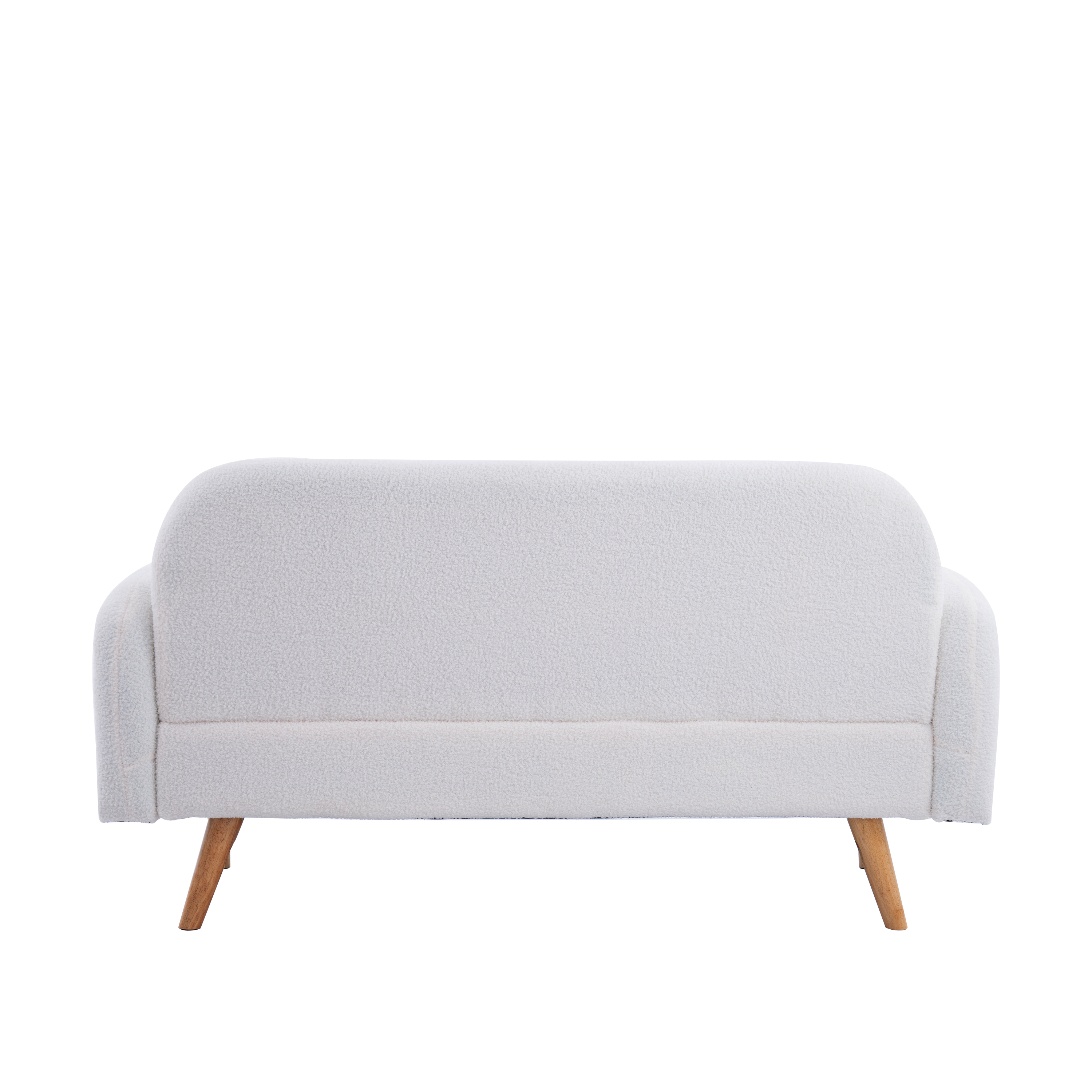 59.1" Teddy Velvet Beige Two-Seater Sofa with Three Lumbar Pillows