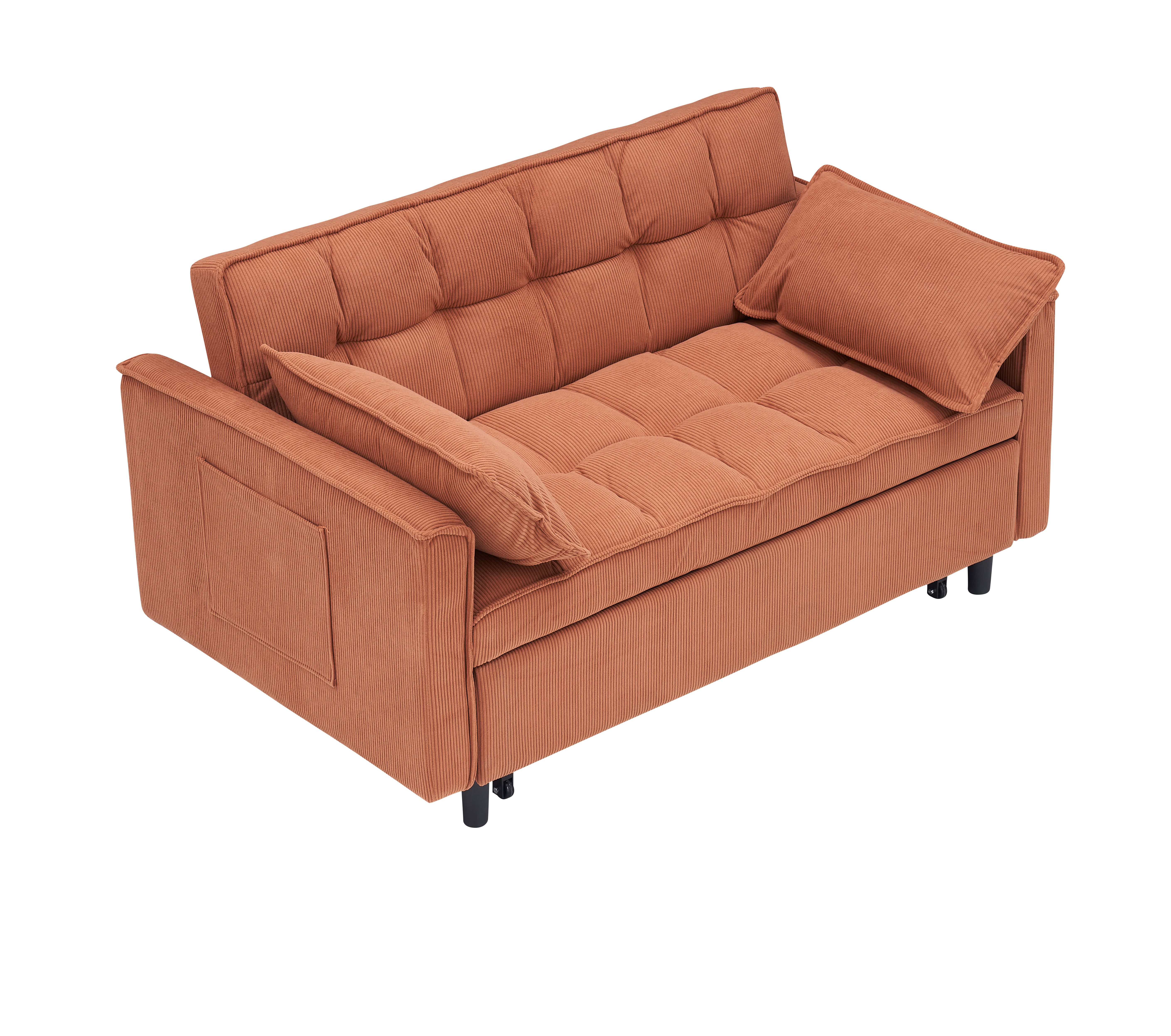 Folding sofa bed, adjustable back, access sofa, recliner, single bed, orange