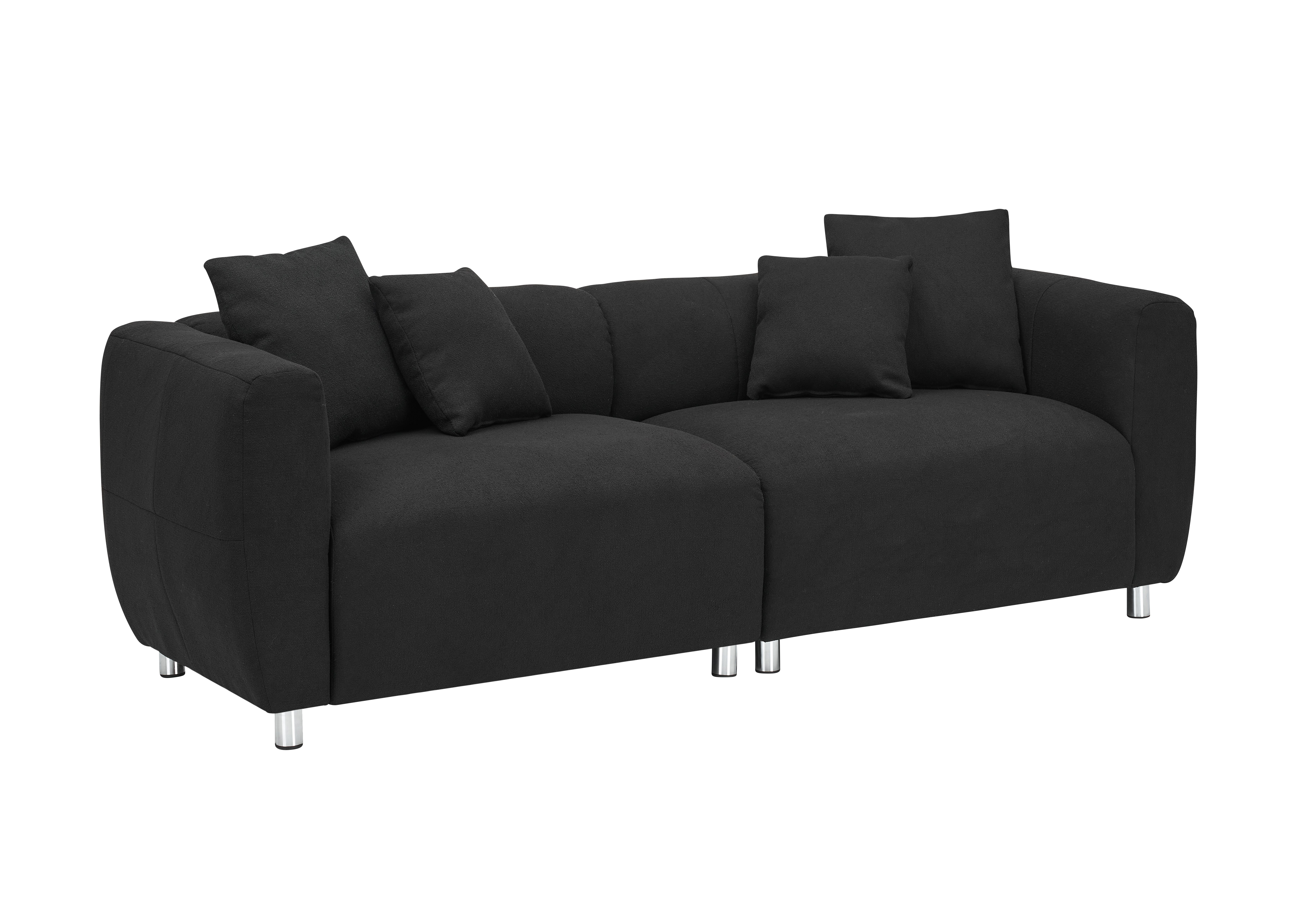 89 inch Sofa for Living Room, Fashion  Sofa with Metal Legs, 3 Seater Sofa, Solid Wood Frame Couch with 4Pillows, for Apartment Office Living Room - Black