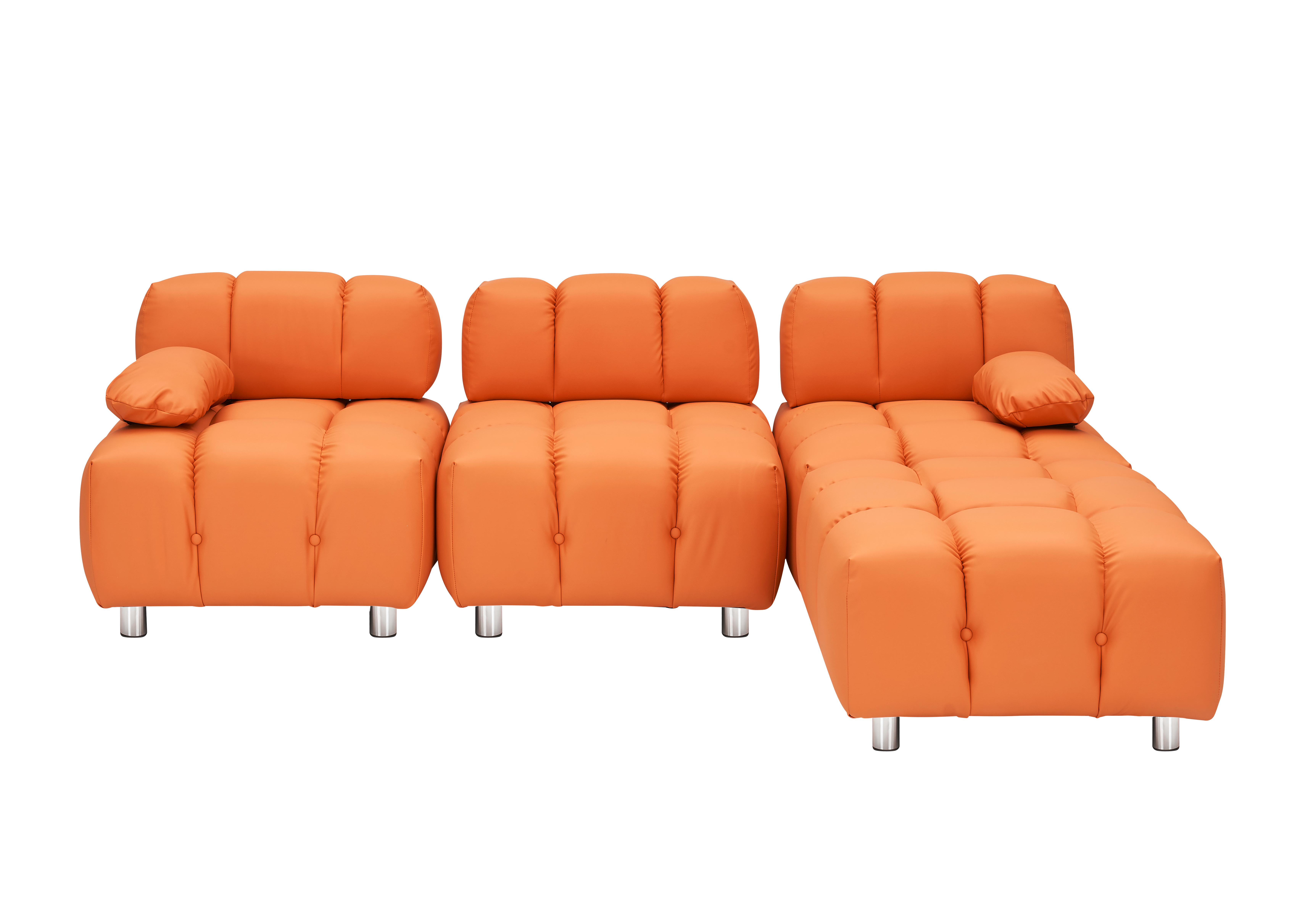 A 90.60-inch technology cloth orange sofa, waterproof, stain and cat scratch resistant, can comfortably sit in the apartment bedroom without taking up space.