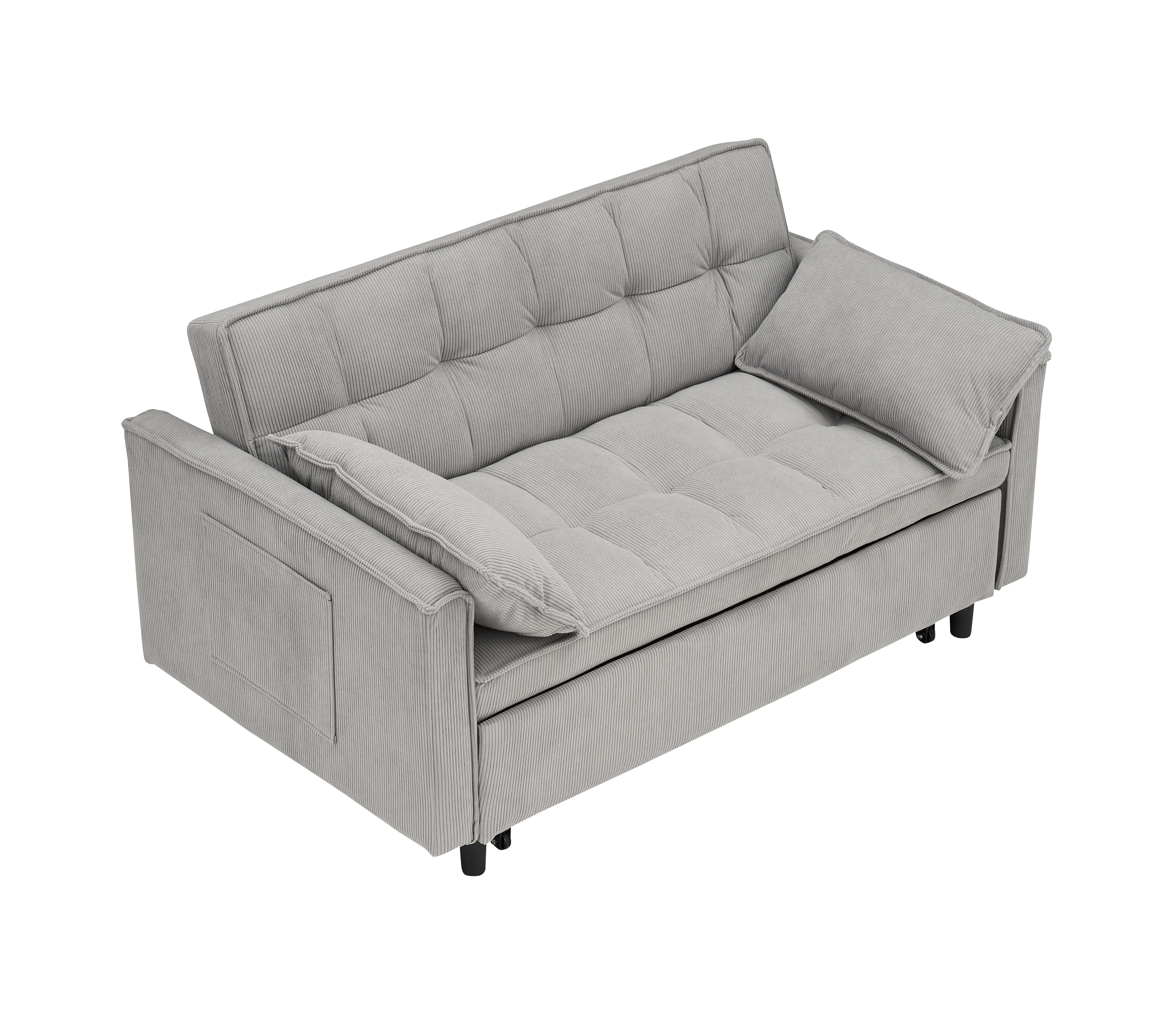 Two-seat casual sofa with pull out bed, living room furniture, light grey