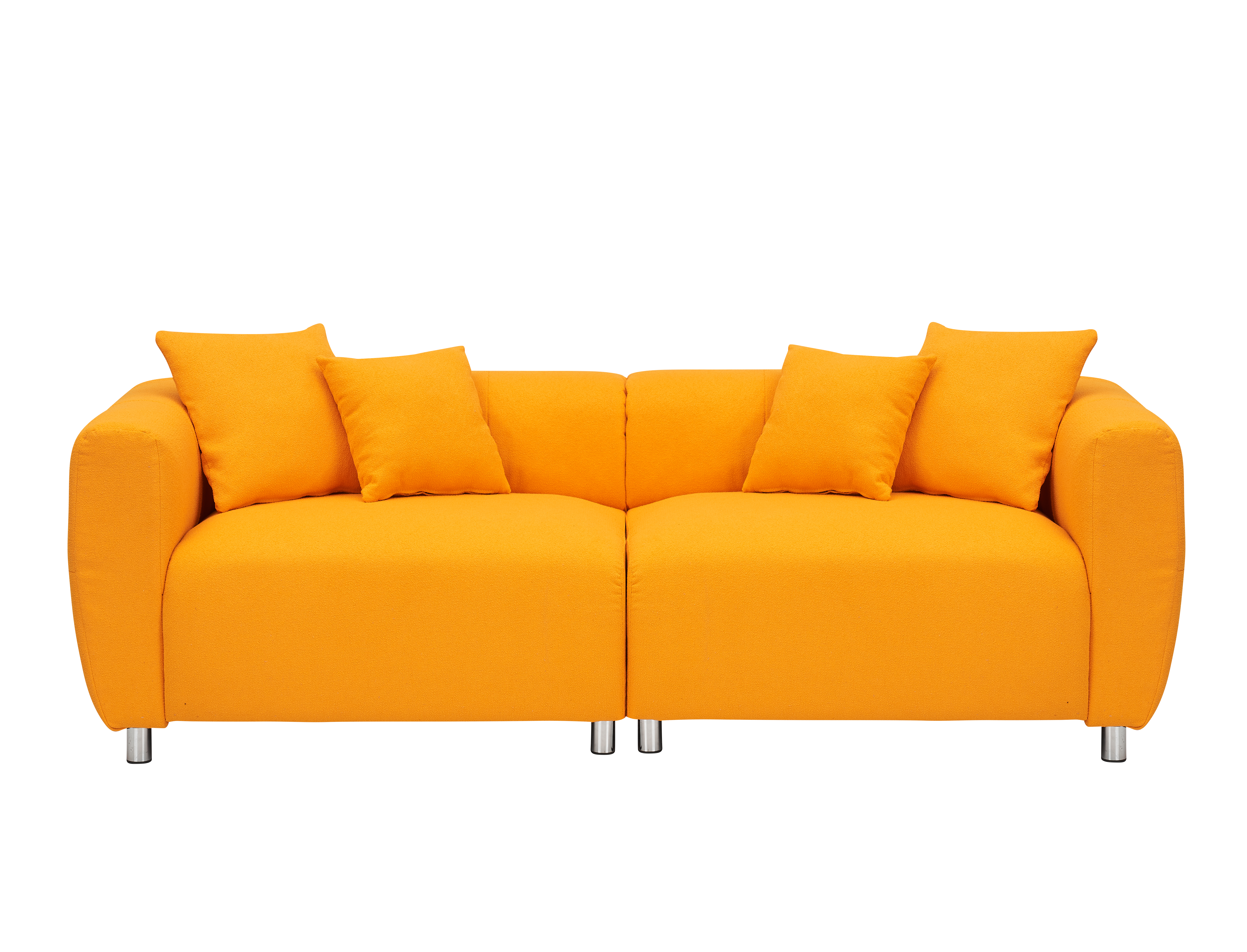 89 inch Sofa for Living Room, Fashion  Sofa with Metal Legs, 3 Seater Sofa, Solid Wood Frame Couch with 4Pillows, for Apartment Office Living Room - Yellow