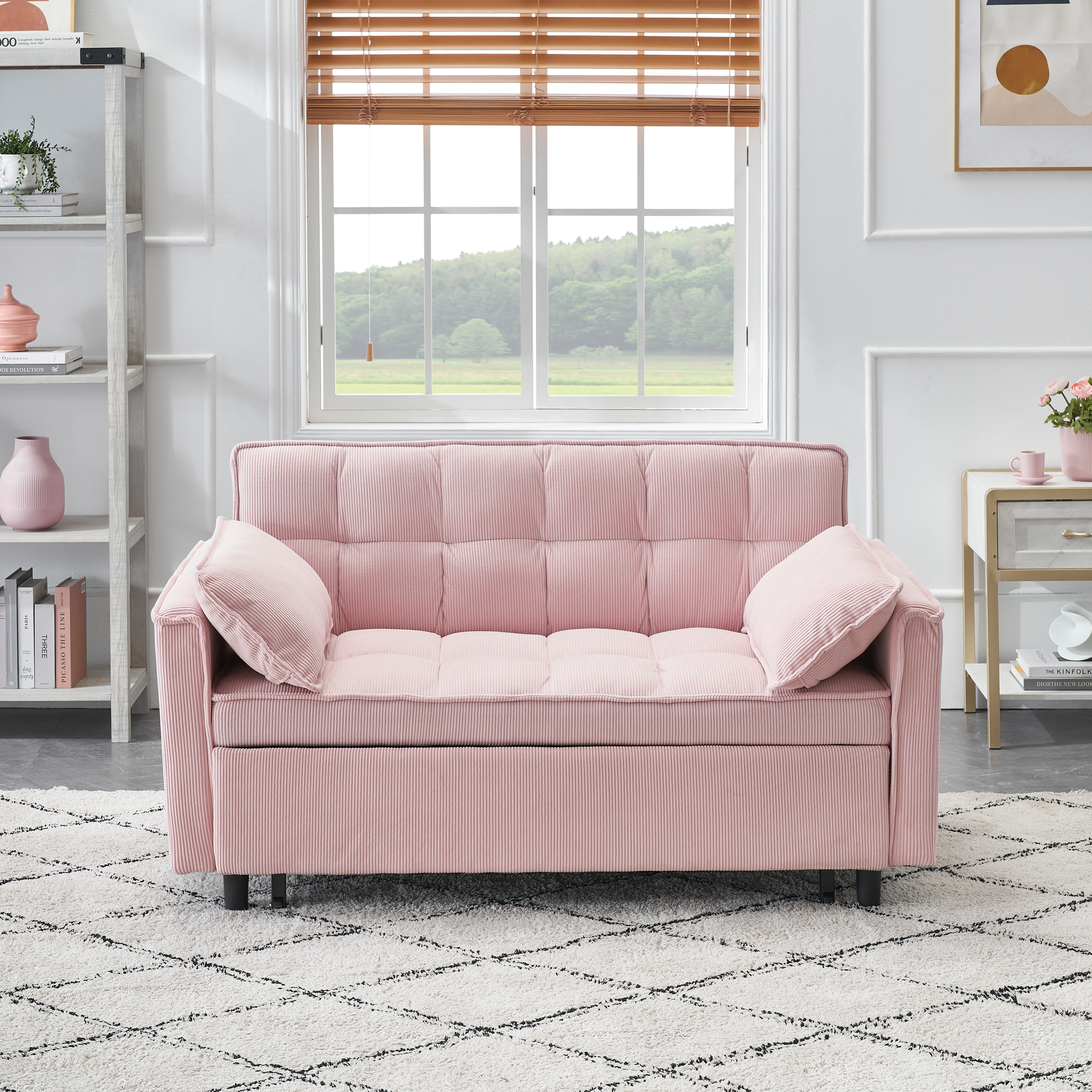 Folding sofa bed with adjustable back access to sofa recliner single bed Adult Modern chair bed ,pink