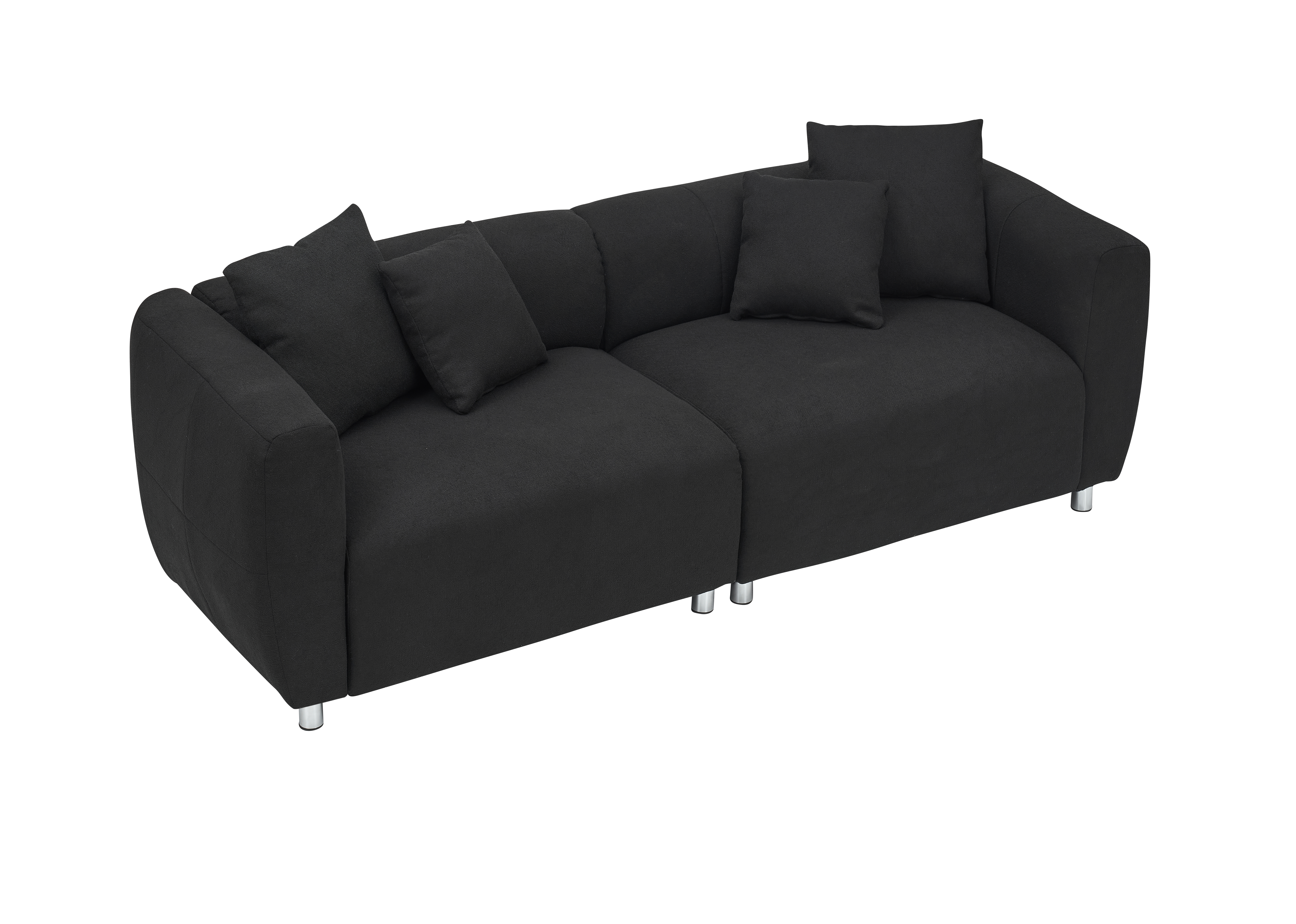 89 inch Sofa for Living Room, Fashion  Sofa with Metal Legs, 3 Seater Sofa, Solid Wood Frame Couch with 4Pillows, for Apartment Office Living Room - Black