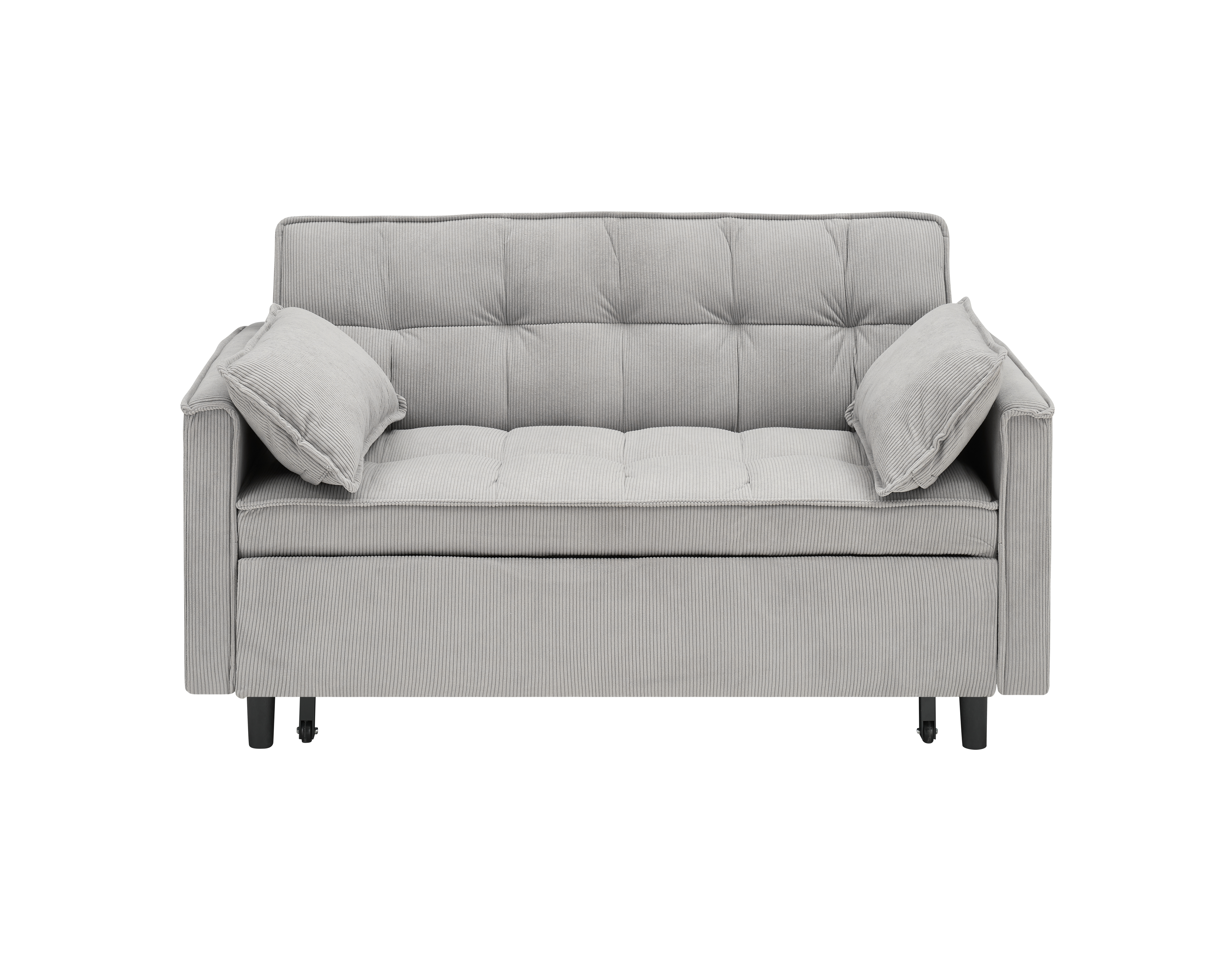 Two-seat casual sofa with pull out bed, living room furniture, light grey