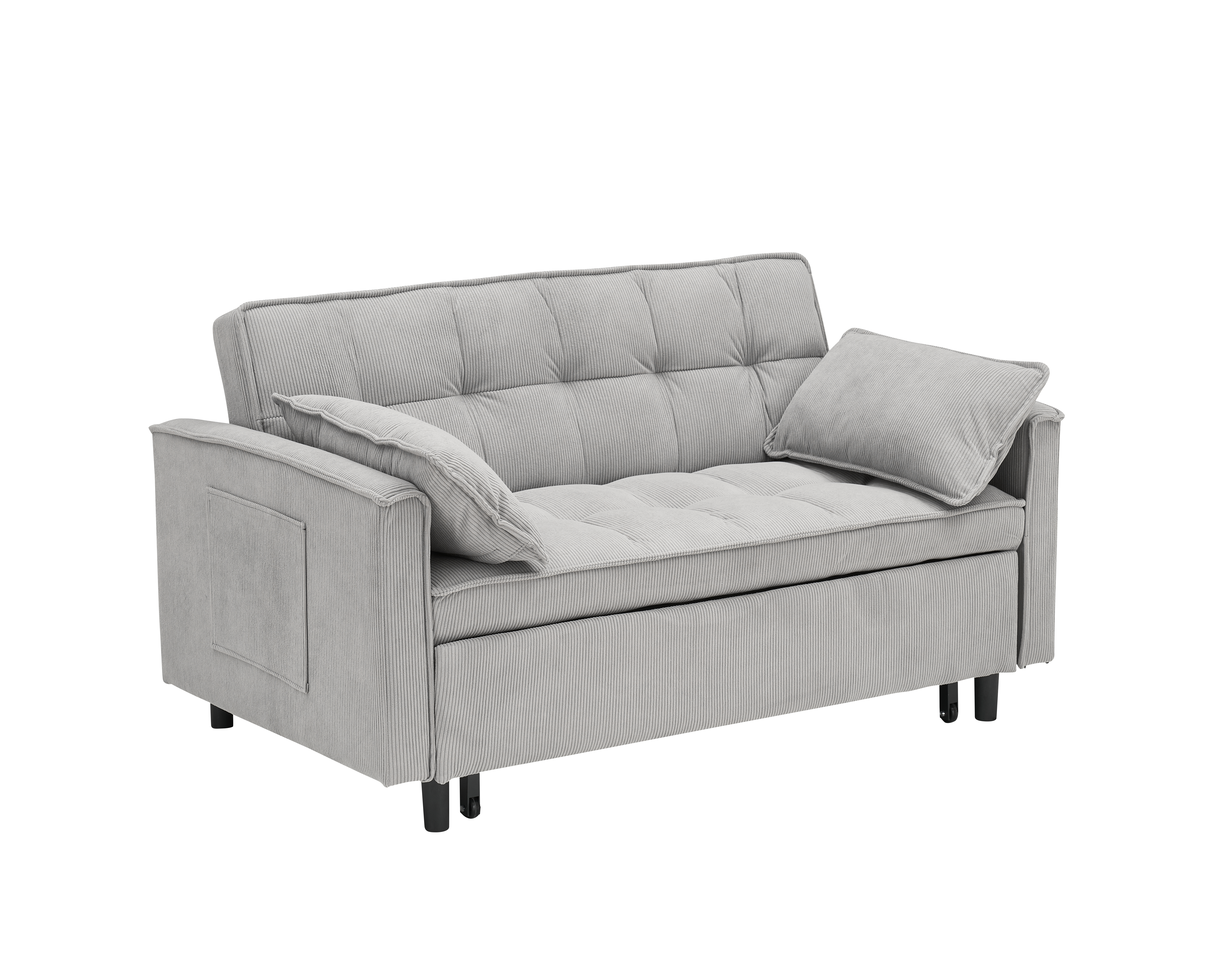 Two-seat casual sofa with pull out bed, living room furniture, light grey