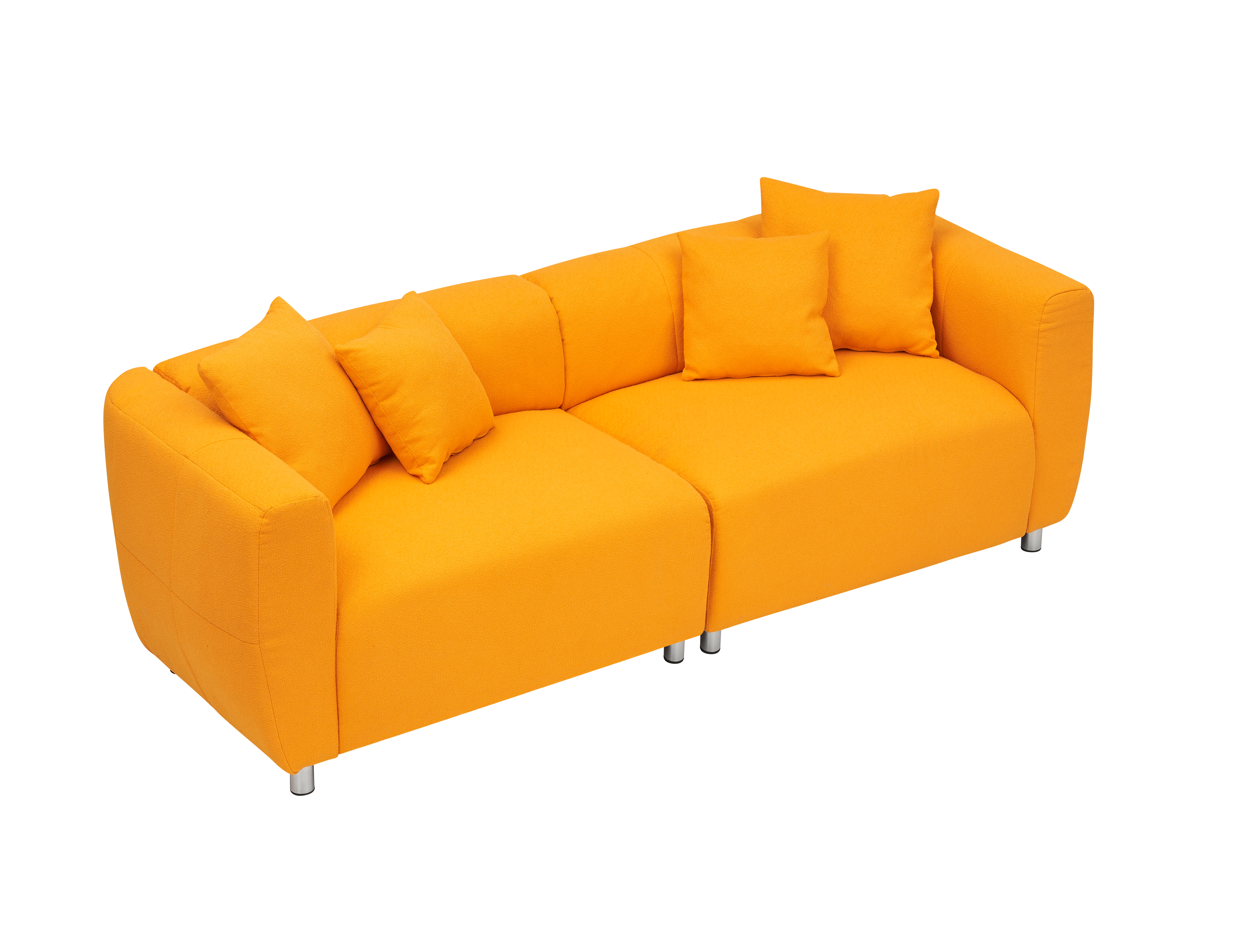 89 inch Sofa for Living Room, Fashion  Sofa with Metal Legs, 3 Seater Sofa, Solid Wood Frame Couch with 4Pillows, for Apartment Office Living Room - Yellow