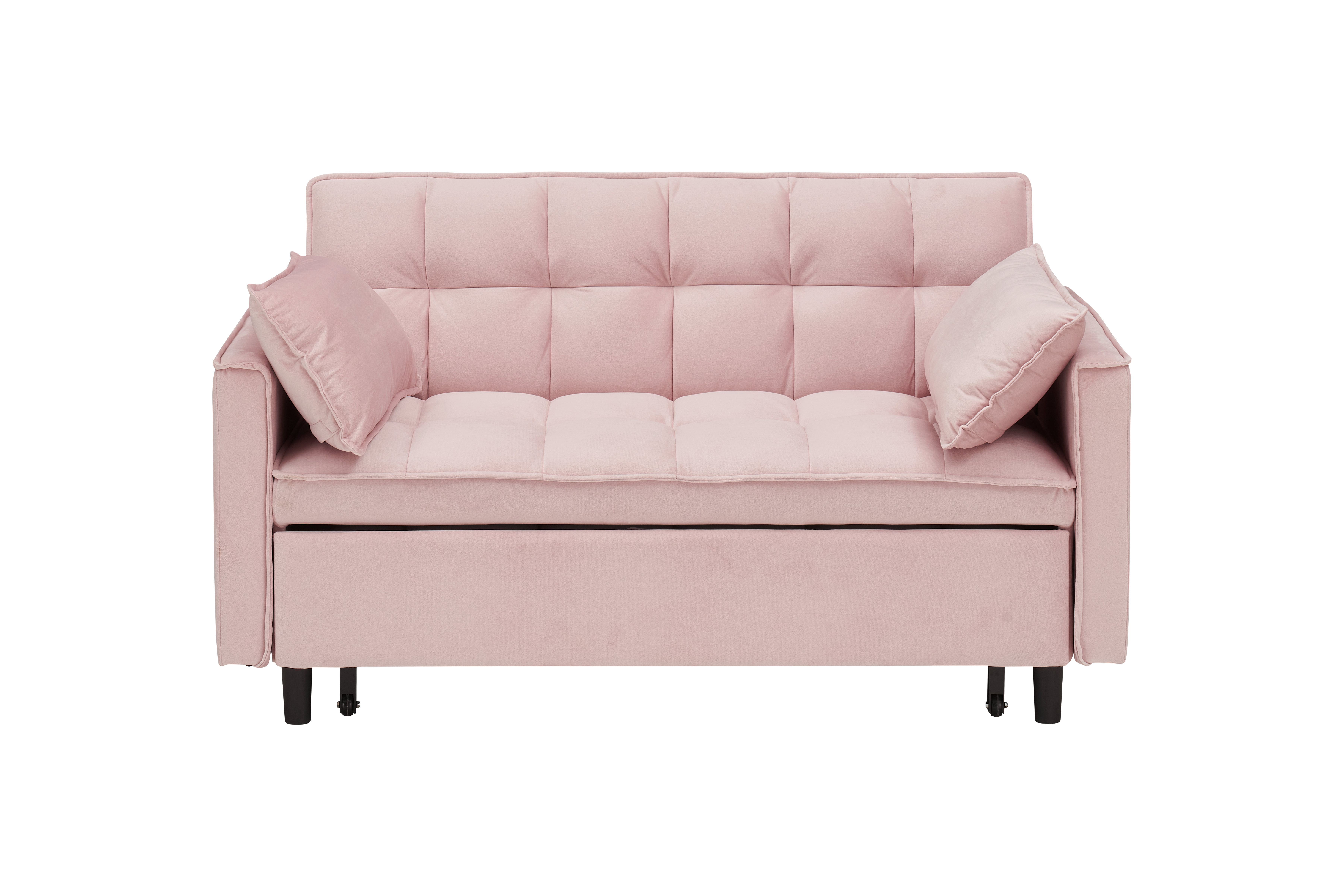 Modern velvet sofa, sofa pull-out bed, small love seat casual sofa with back, with pillow, pockets, living room furniture, 3 in 1 convertible sleep sofa bed.