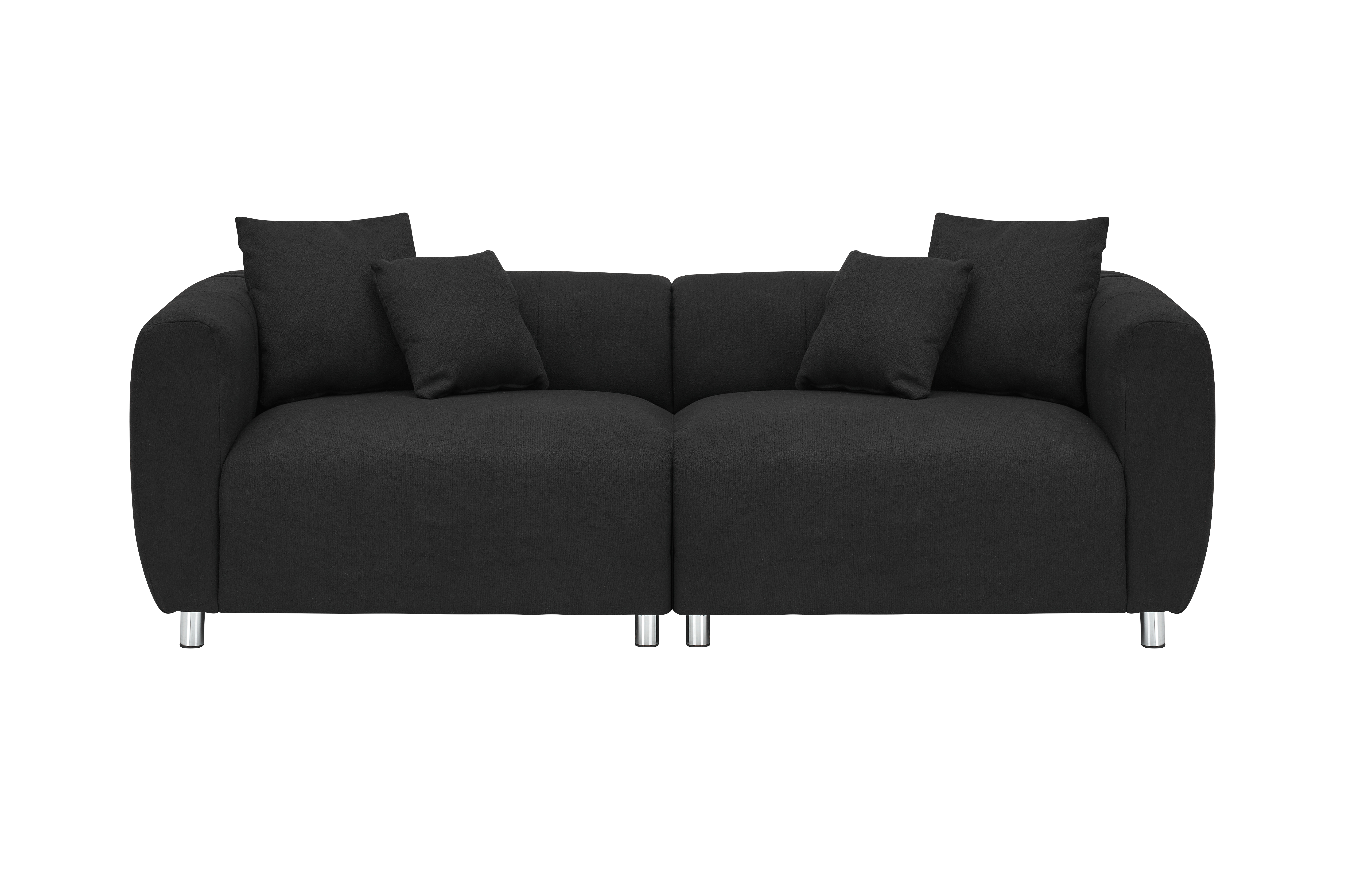 89 inch Sofa for Living Room, Fashion  Sofa with Metal Legs, 3 Seater Sofa, Solid Wood Frame Couch with 4Pillows, for Apartment Office Living Room - Black