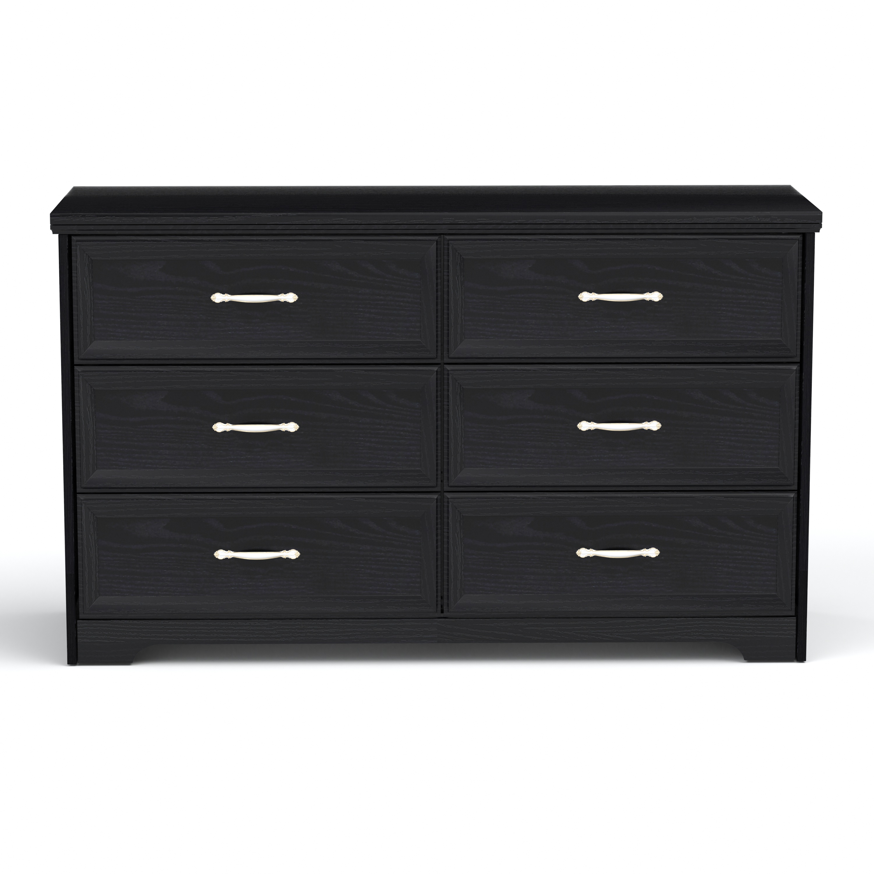 Modern 3 Drawer Bedroom Chest of Drawers with 6 Drawers Dresser, Clothes Organizer -Metal Pulls for Living Room, Bedroom, Hallway, Black,47.6″L x 15.7″W x 28.9″H