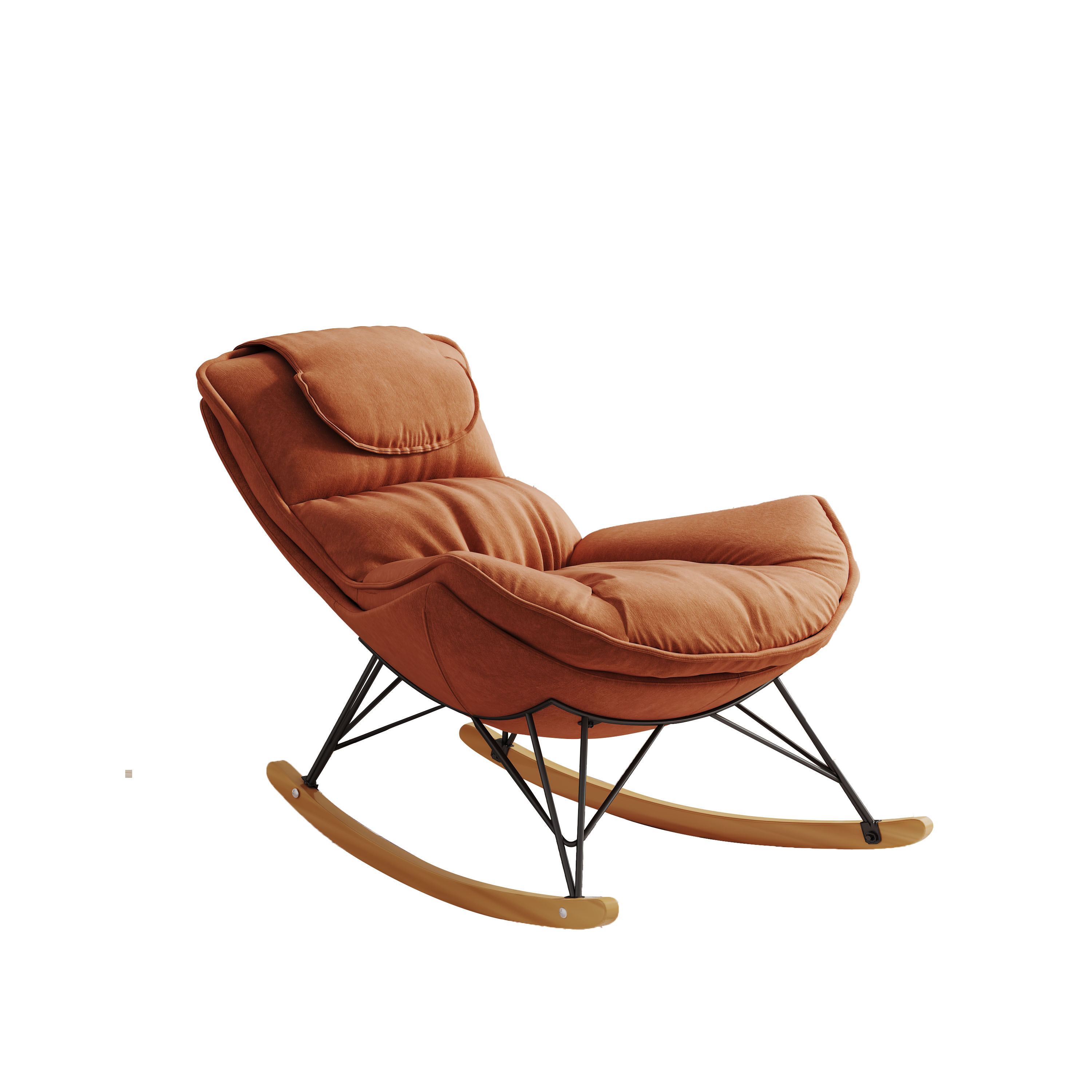 Leisure sofa single rocking chair, light luxury sofa chair, balcony leisure area single chair, comfortable and breathable characteristic chair, detachable and washable seat cushion (Color: Brown)