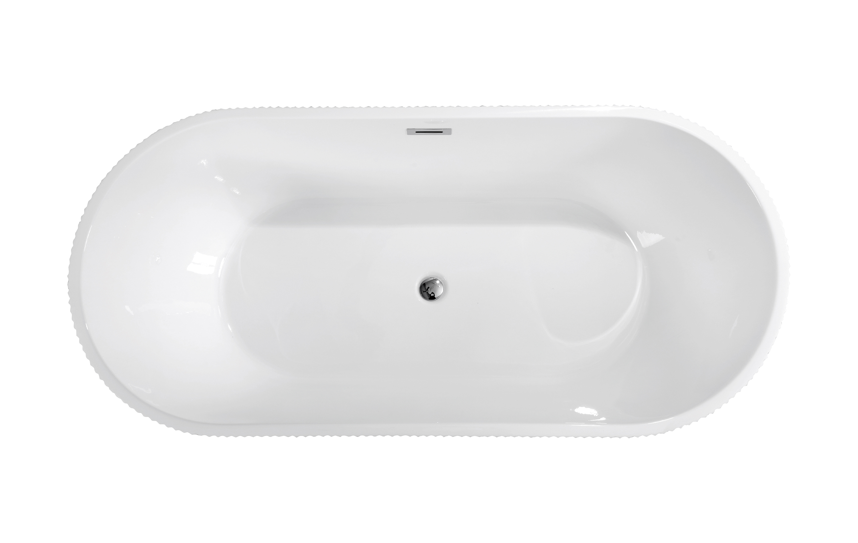 67" Acrylic Freestanding Bathtub-Acrylic Soaking Tubs, Fluted style-Gloss White Freestanding Bathtub With Chrome Overflow and Pop Up Drain