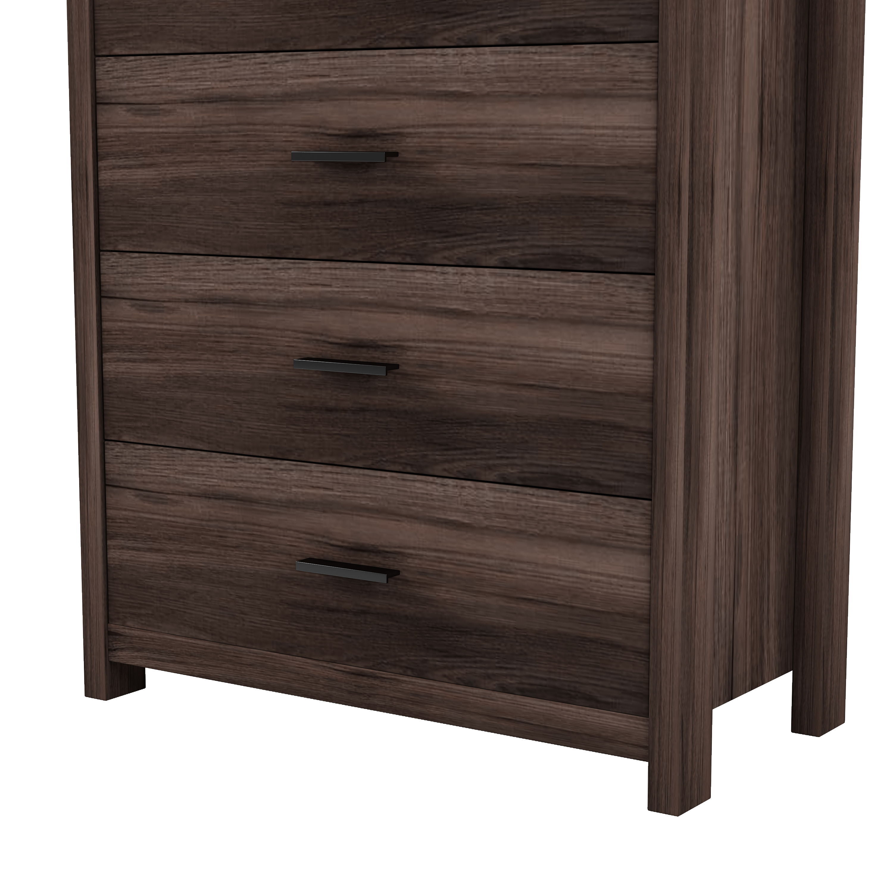 Retro American Country Style Wooden Dresser with 5 Drawer, Storage Cabinet for Bedroom, Dark Walnut