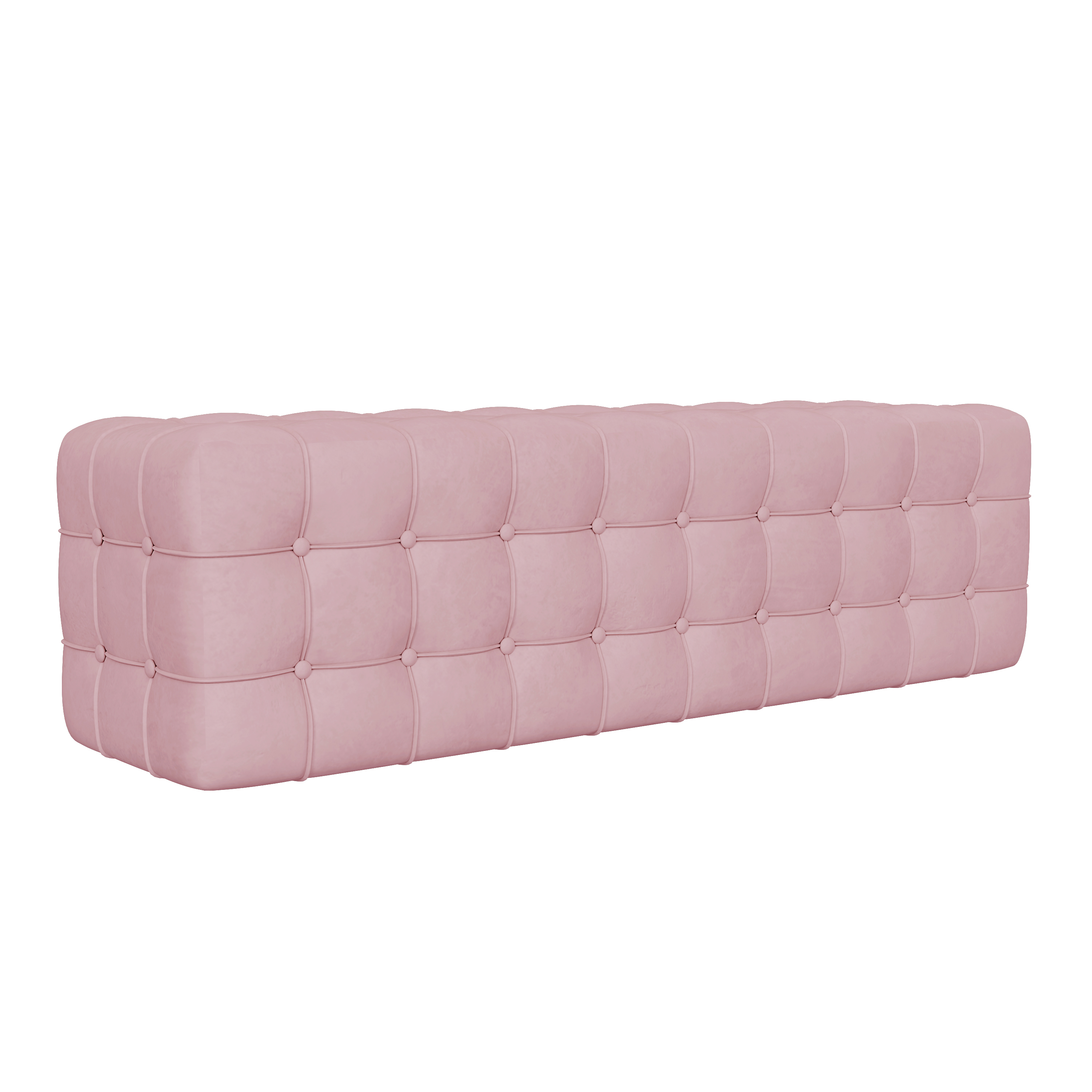 All Covered Velvet Upholstered Ottoman, Rectangular Footstool, Bedroom Footstool, No Assembly Required, Elegant and Luxurious, Pink