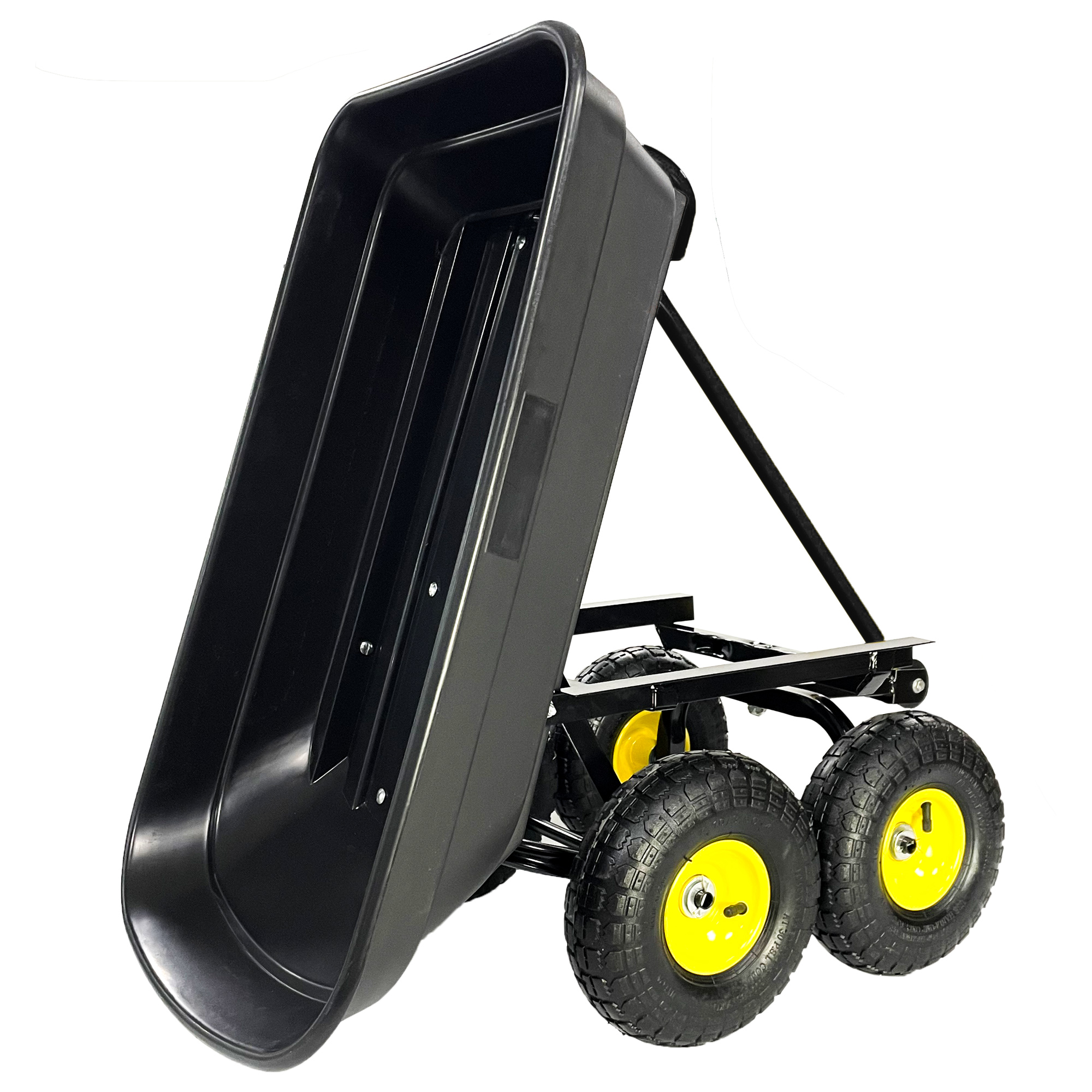 Folding car Poly Garden dump truck with steel frame, 10 inches. Pneumatic tire, 300 lb capacity body 75L