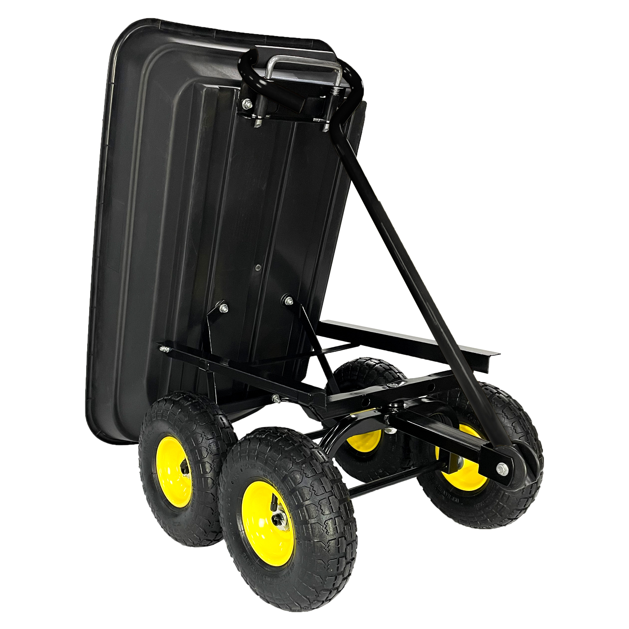 Folding car Poly Garden dump truck with steel frame, 10 inches. Pneumatic tire, 300 lb capacity body 75L