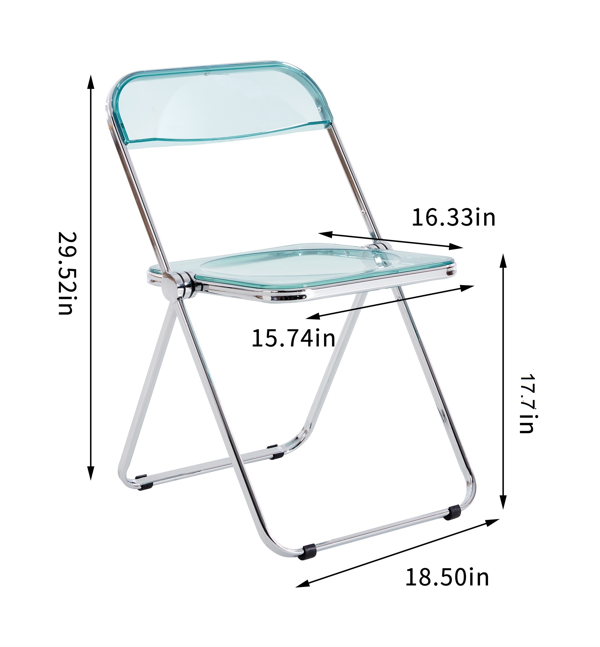 LIGHT Blue Clear Transparent Folding Chair Chair Pc Plastic Living Room Seat ZDY-QIANLAN-4