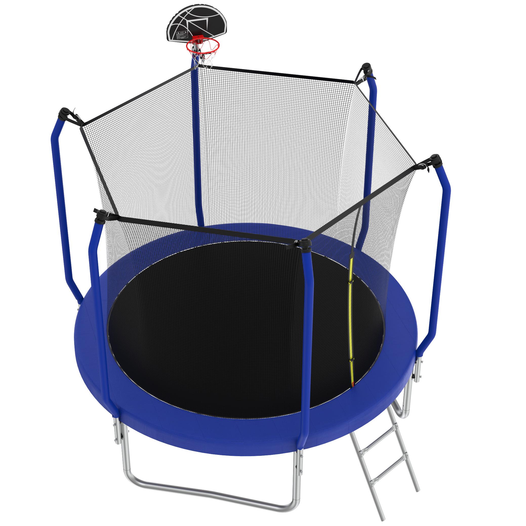 10FT Trampoline with Basketball Hoop, ASTM Approved Reinforced Type Outdoor Trampoline with Enclosure Net