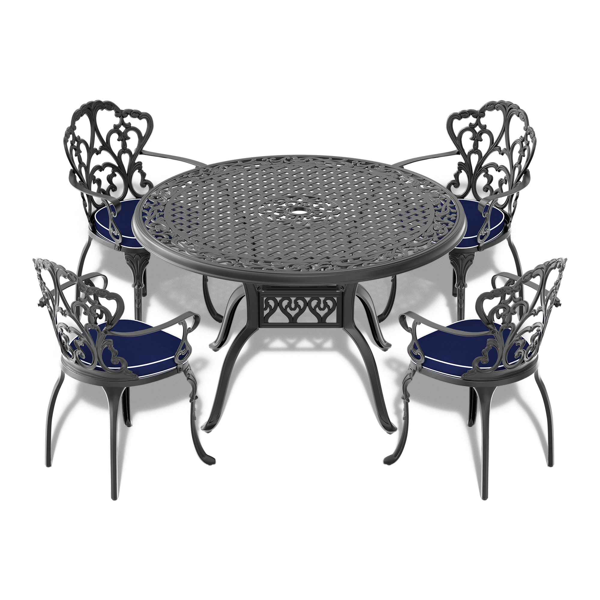 (Cushions In  Random Colors)5-Piece Set Of Cast Aluminum Patio Furniture With  Cushions