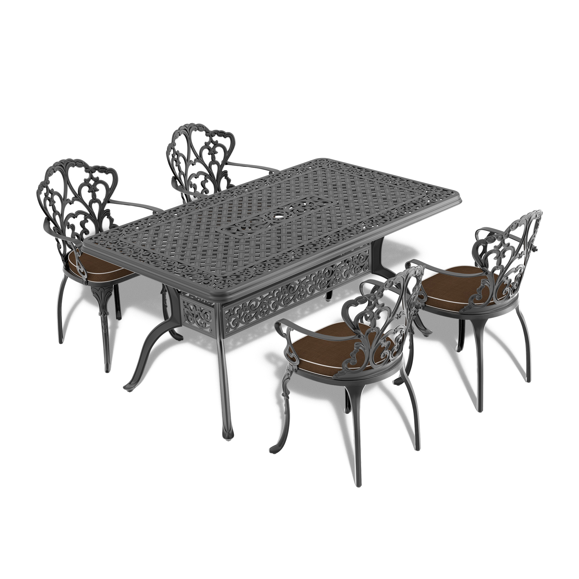 (Cushions In  Random Colors)5-Piece Set Of Cast Aluminum Patio Furniture With  Cushions