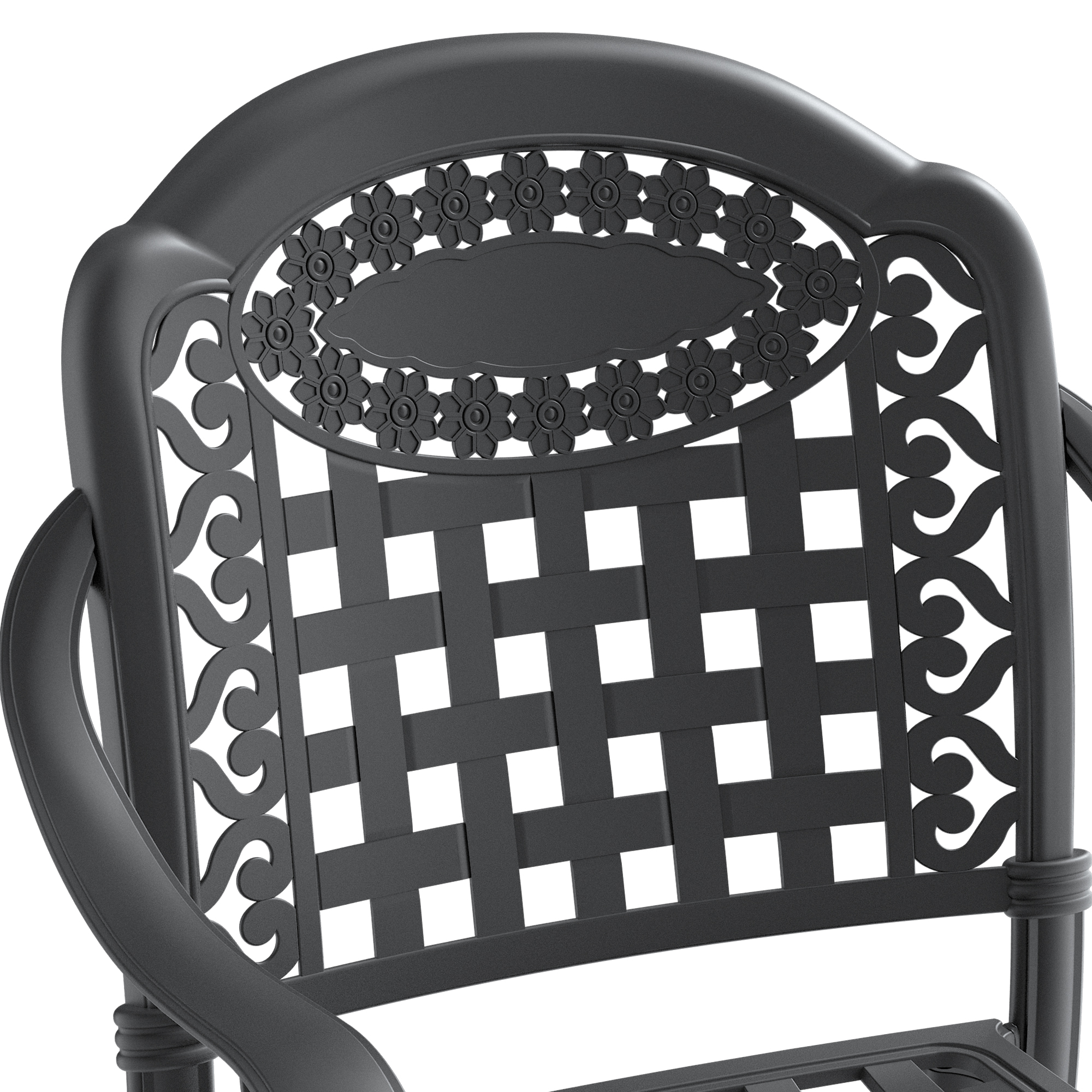 Cast Aluminum Patio Dining Chair 6PCS With Black Frame and Cushions In Random Colors