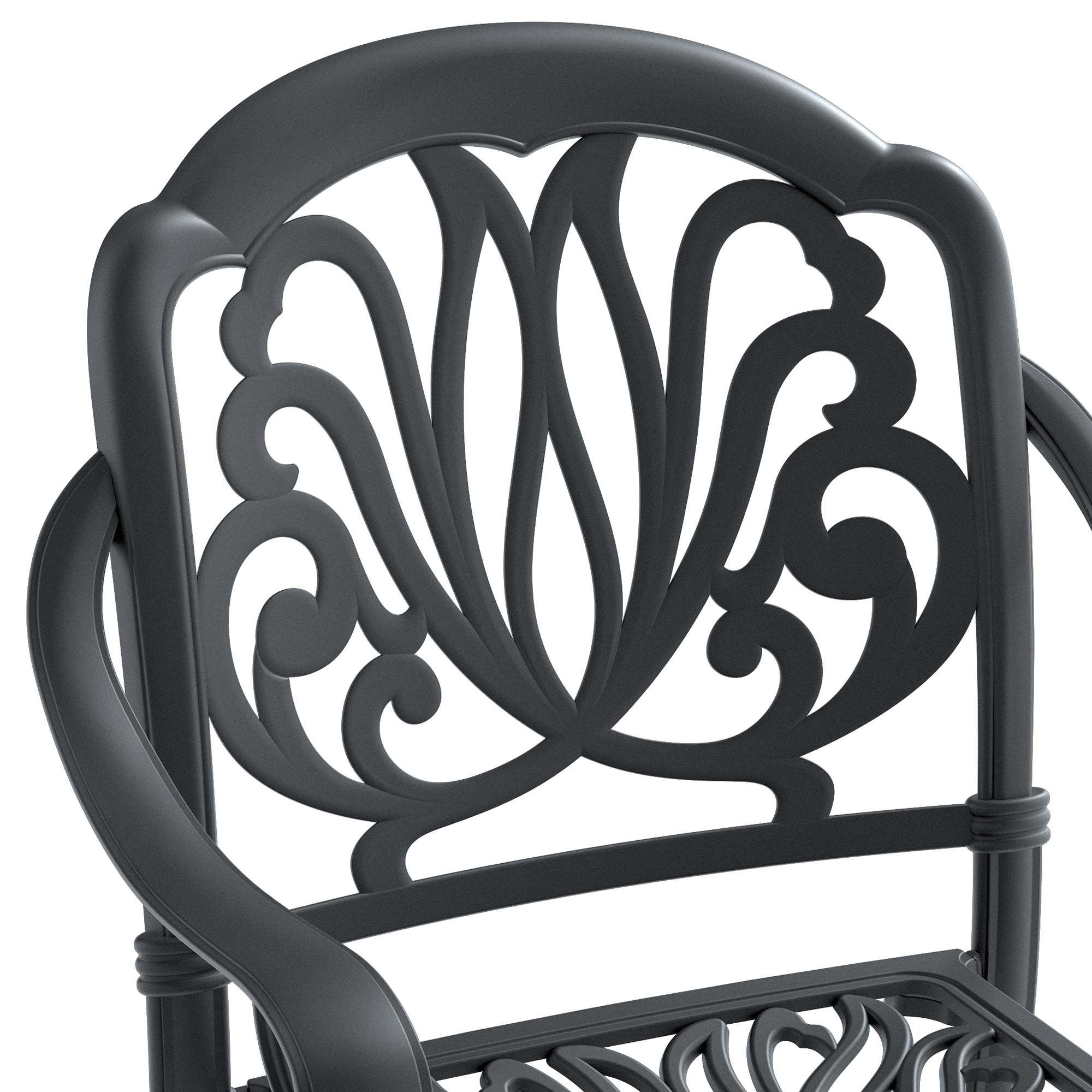 Cast Aluminum Patio Dining Chair 6PCS With Black Frame and Cushions In Random Colors