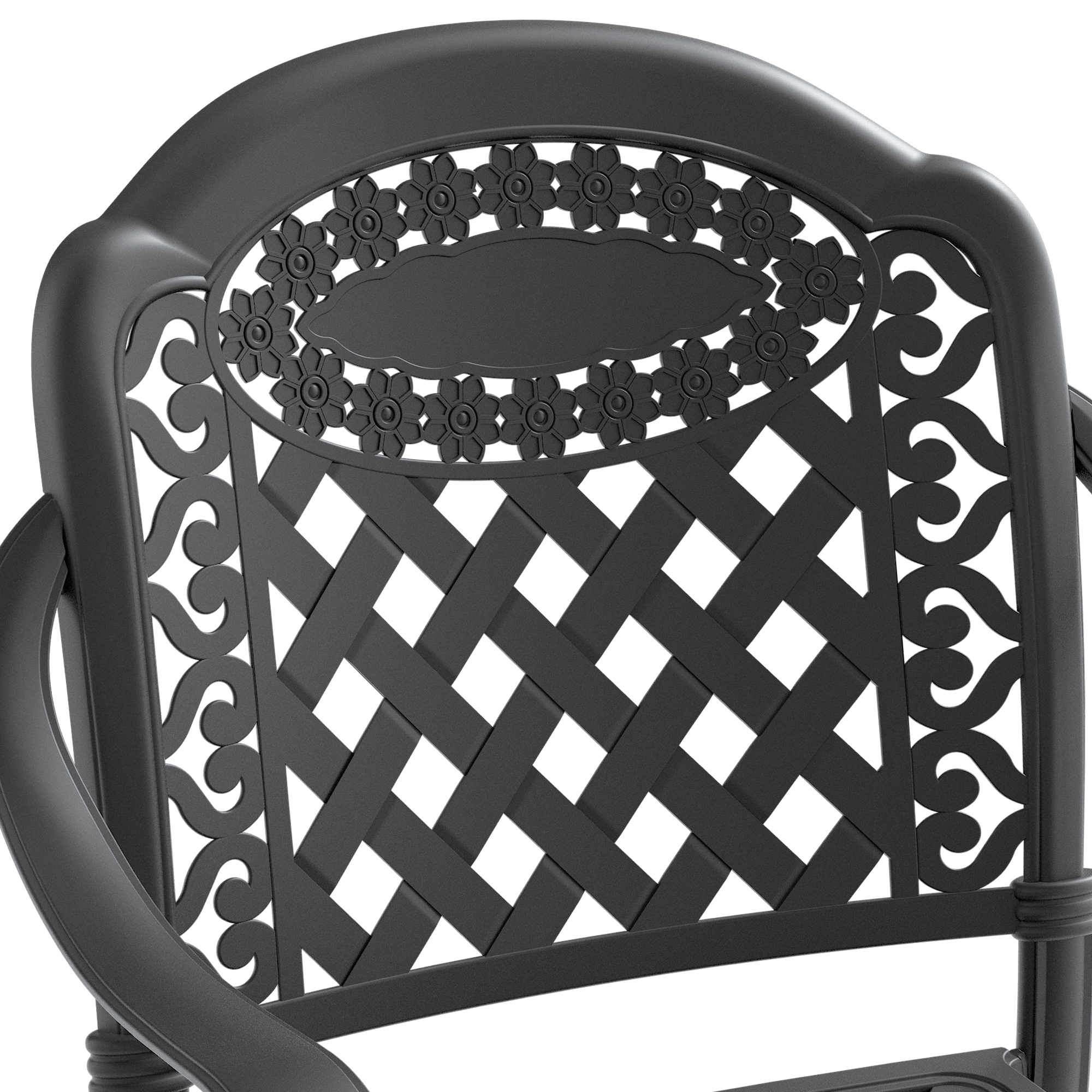 Cast Aluminum Patio Dining Chair 4PCS With Black Frame and Cushions In Random Colors