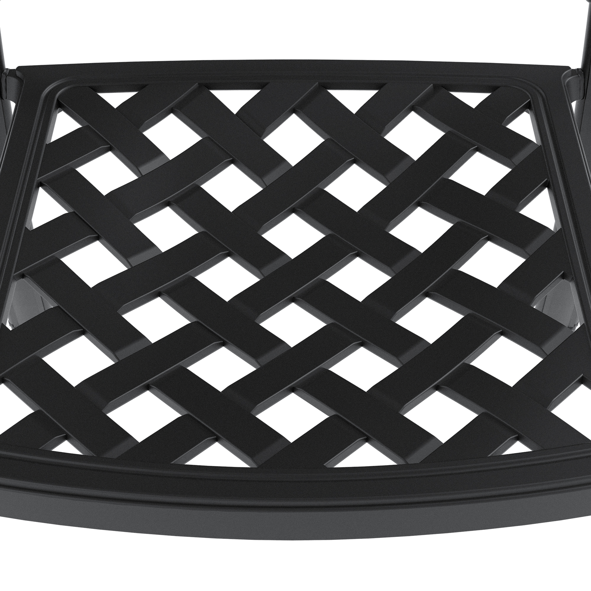 Cast Aluminum Patio Dining Chair 2PCS With Black Frame and Cushions In Random Colors