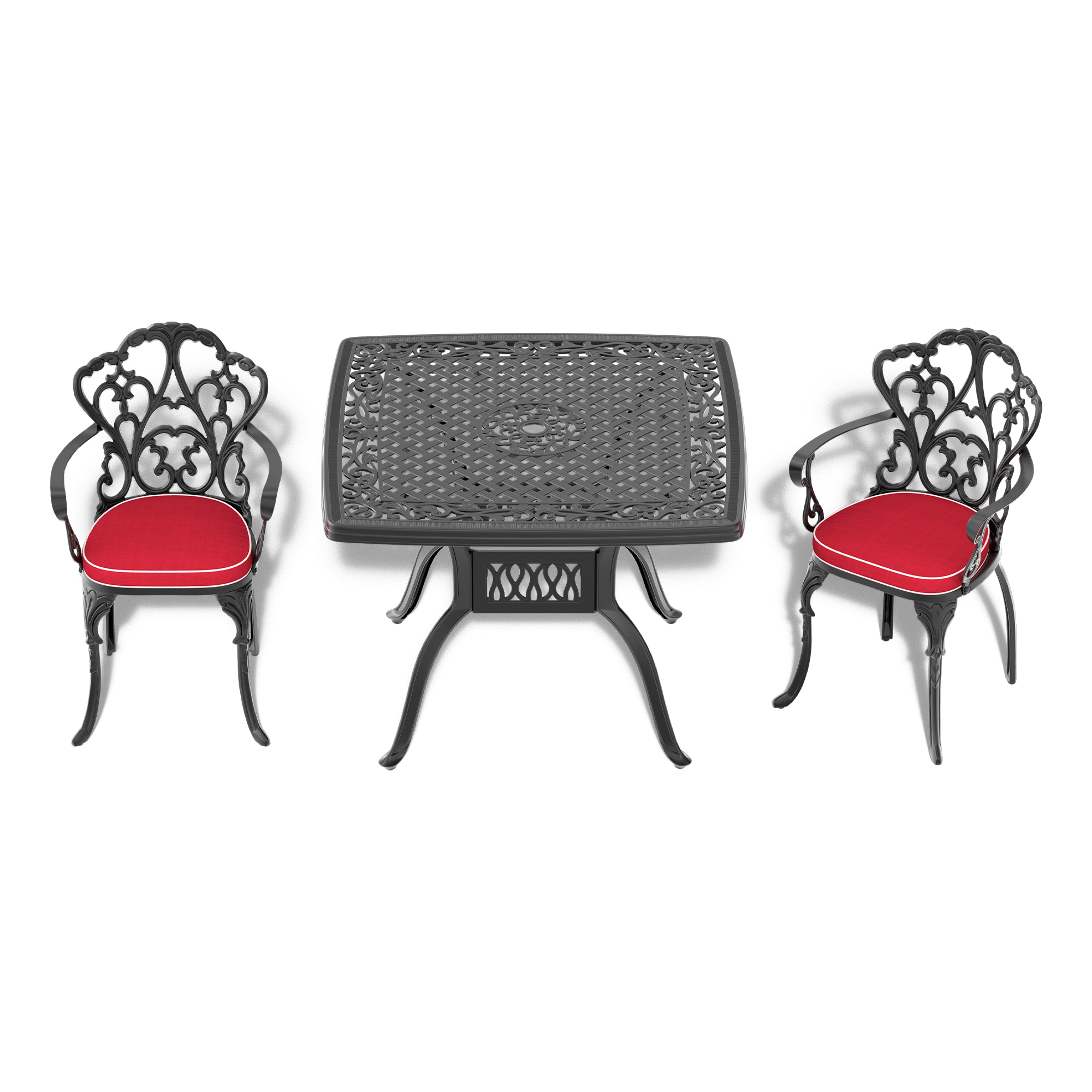 (Cushions In  Random Colors)3-Piece Set Of Cast Aluminum Patio Furniture With  Cushions