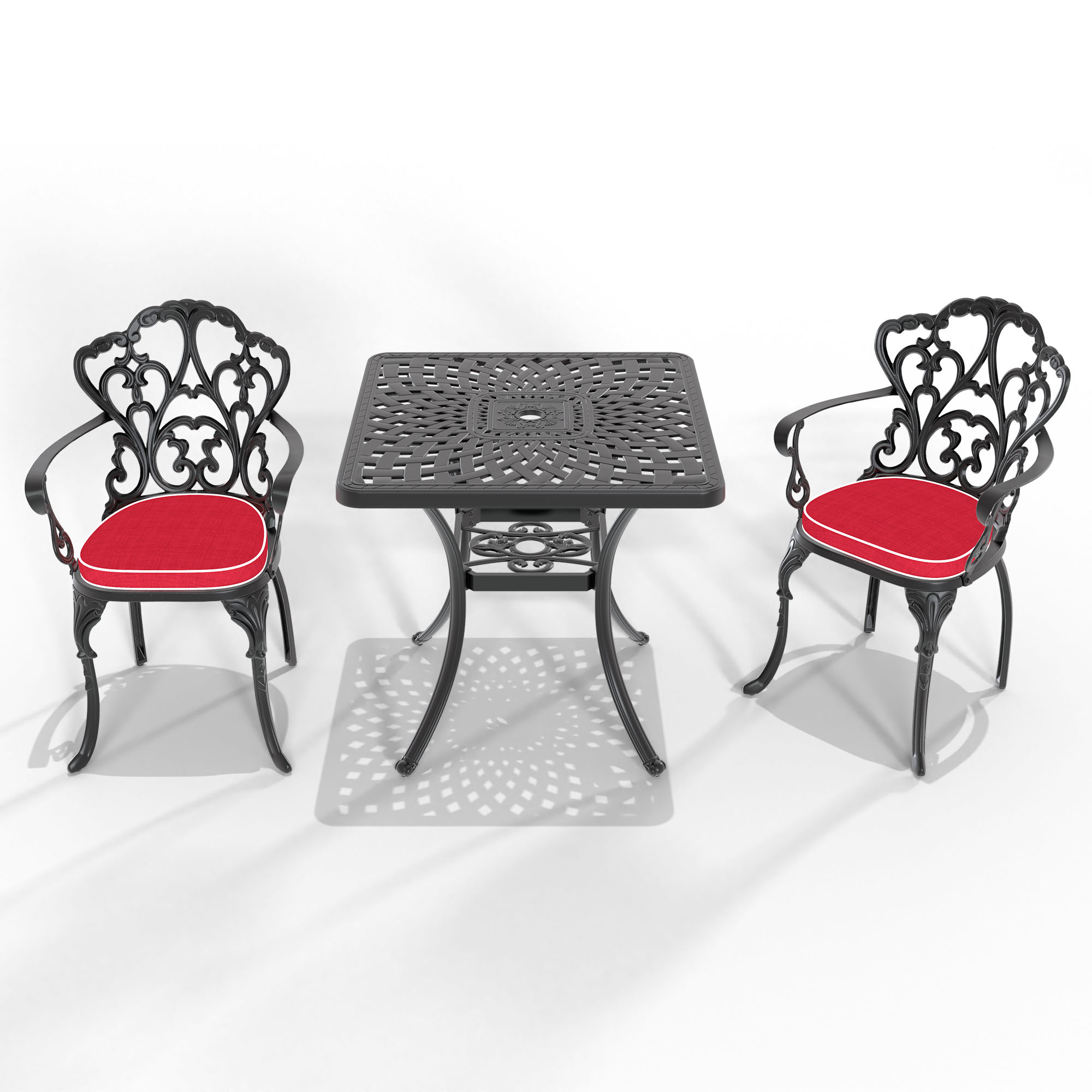 (Cushions In  Random Colors)3-Piece Set Of Cast Aluminum Patio Furniture With  Cushions