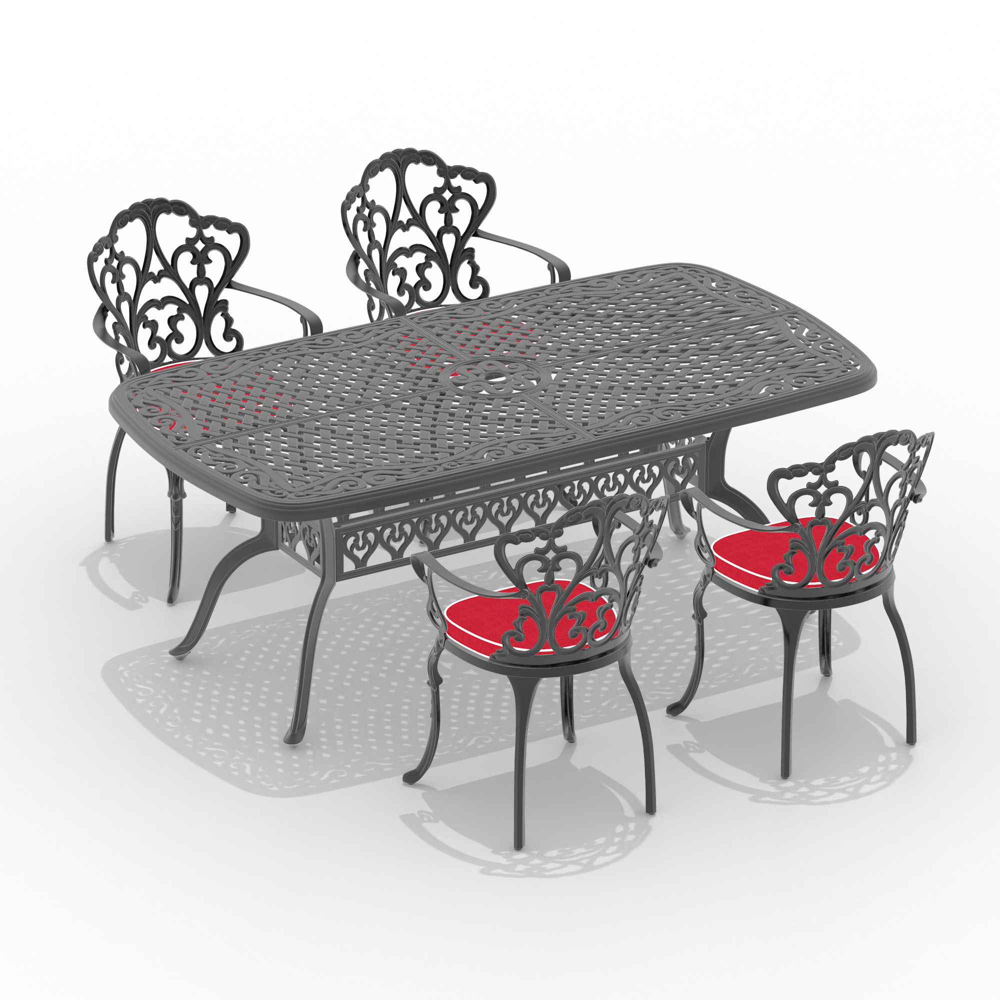 (Cushions In  Random Colors)5-Piece Set Of Cast Aluminum Patio Furniture With  Cushions