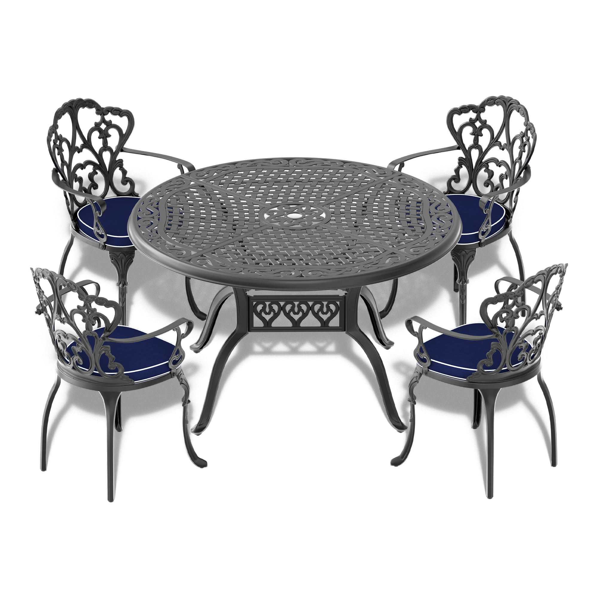 (Cushions In  Random Colors)5-Piece Set Of Cast Aluminum Patio Furniture With  Cushions