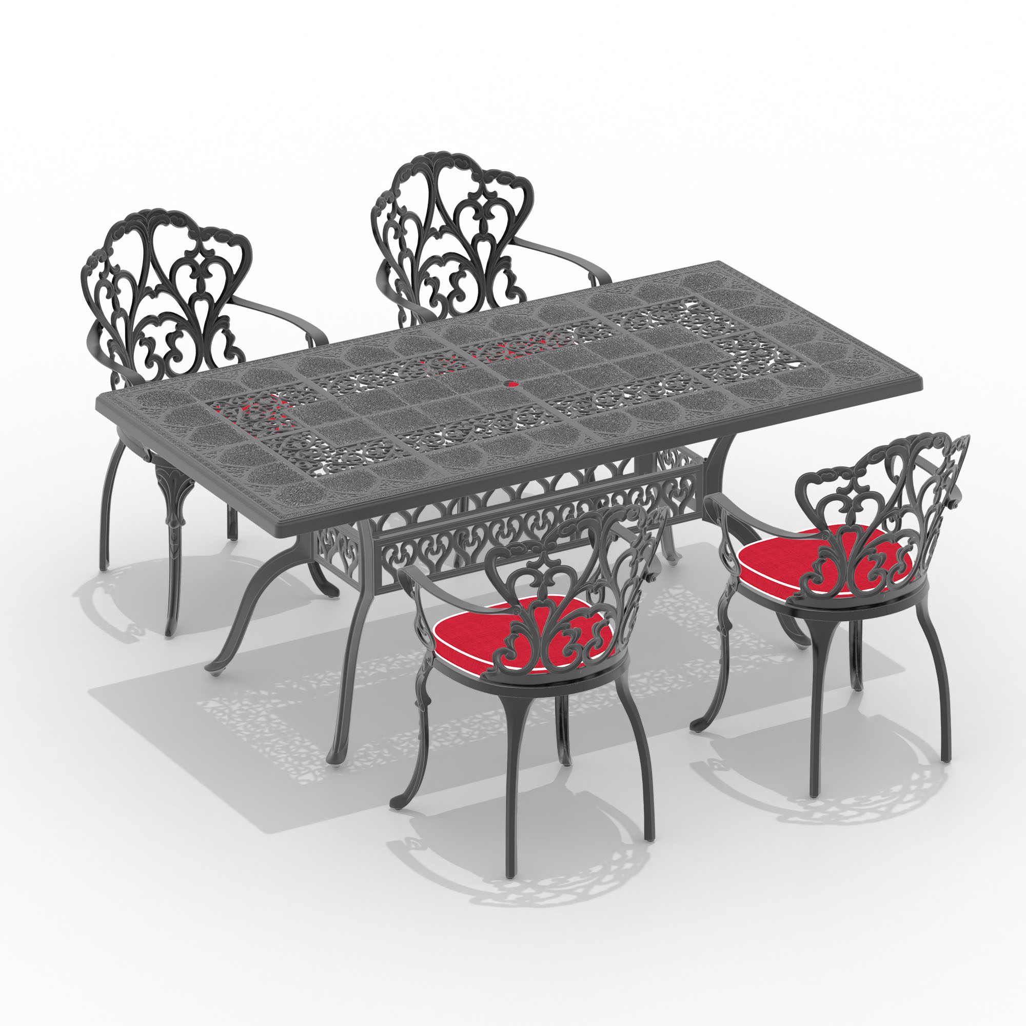 (Cushions In  Random Colors)5-Piece Set Of Cast Aluminum Patio Furniture With  Cushions