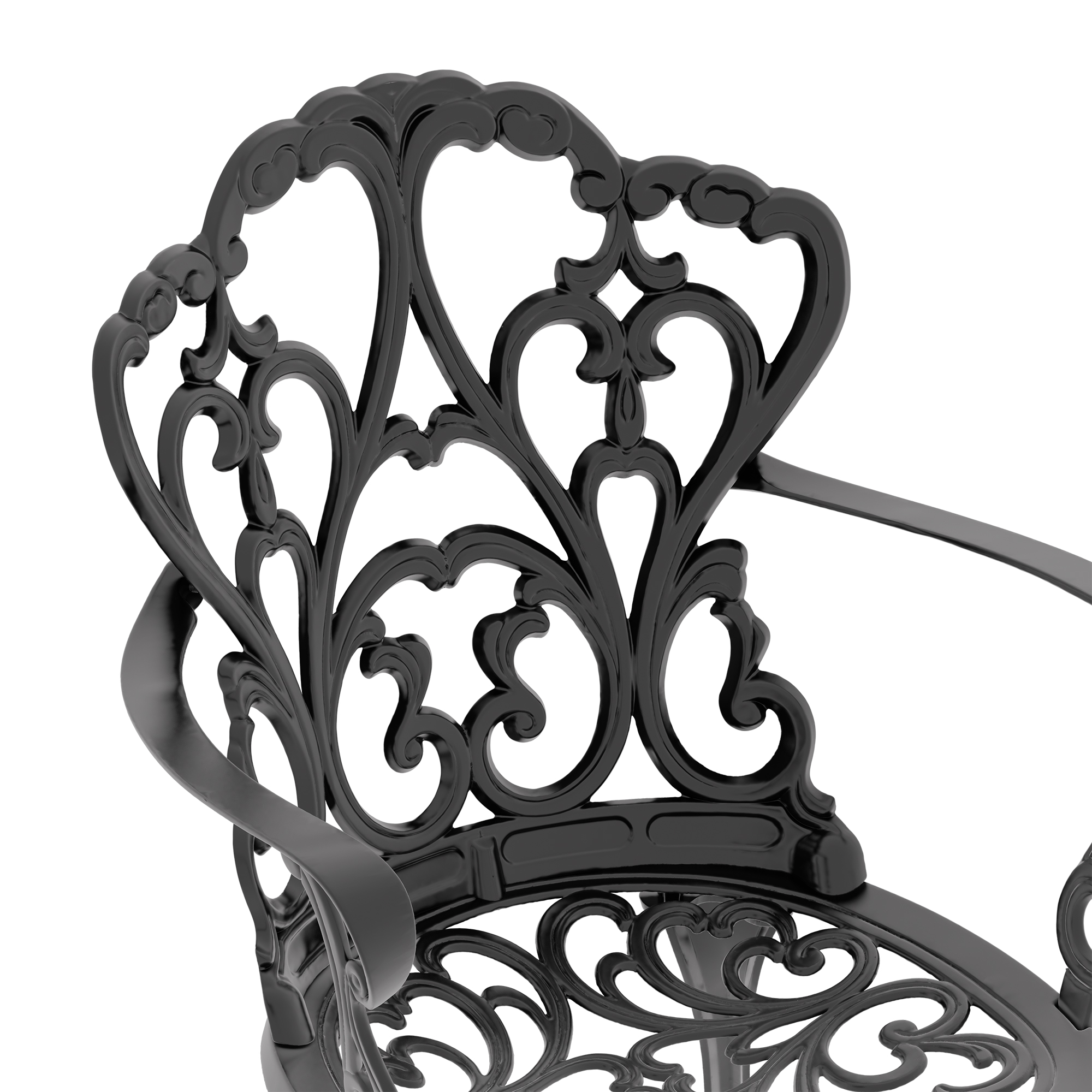 Cast Aluminum Patio Dining Chair 2PCS With Black Frame and Cushions In Random Colors