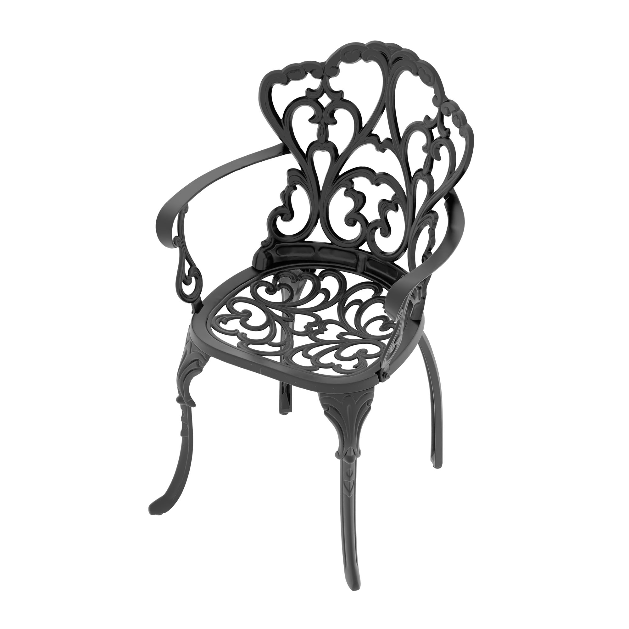 Cast Aluminum Patio Dining Chair 2PCS With Black Frame and Cushions In Random Colors