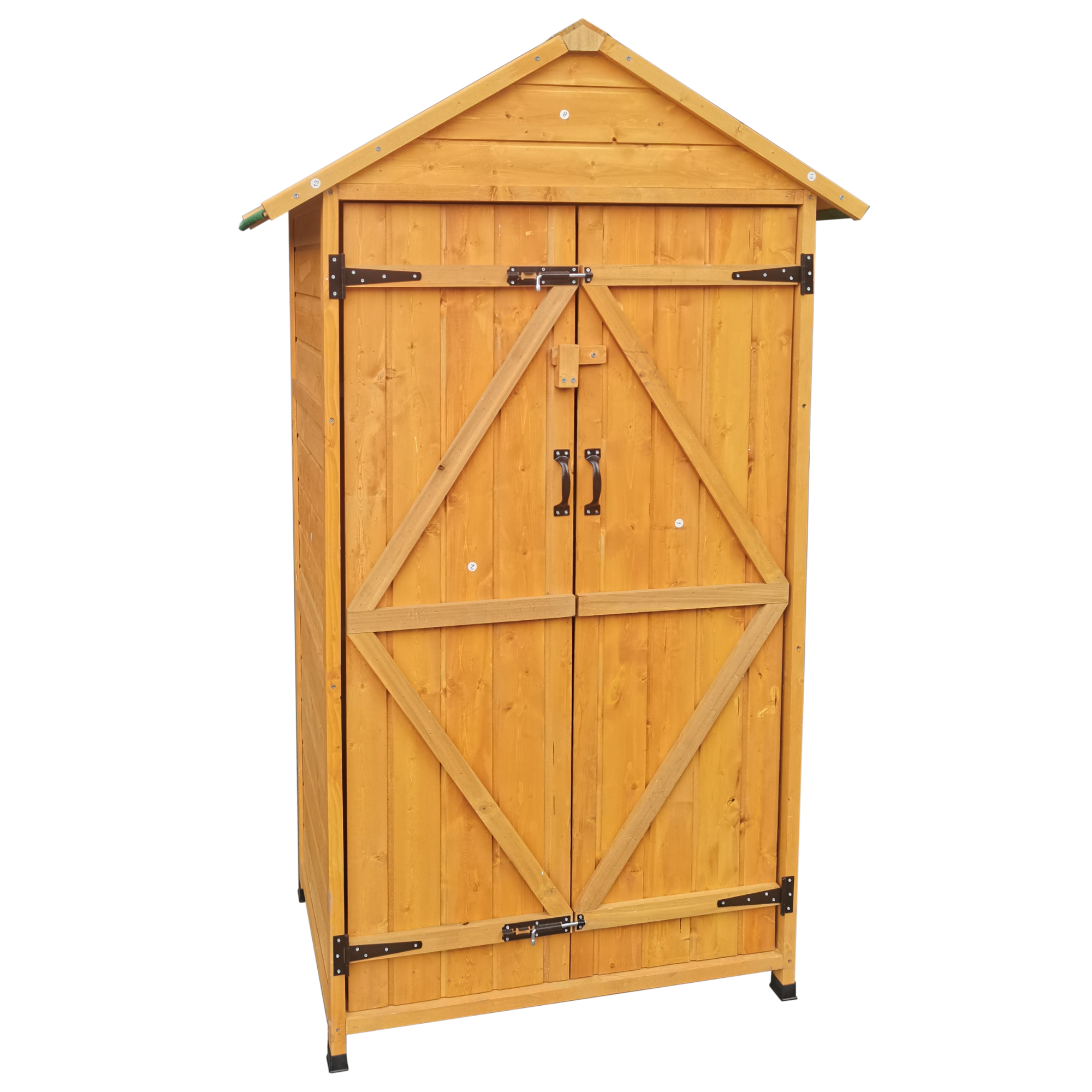 XWT010 WOODEN SHED Natural for backyard garden big spire Tool storage 68.50"X 22.83"X 40.35"